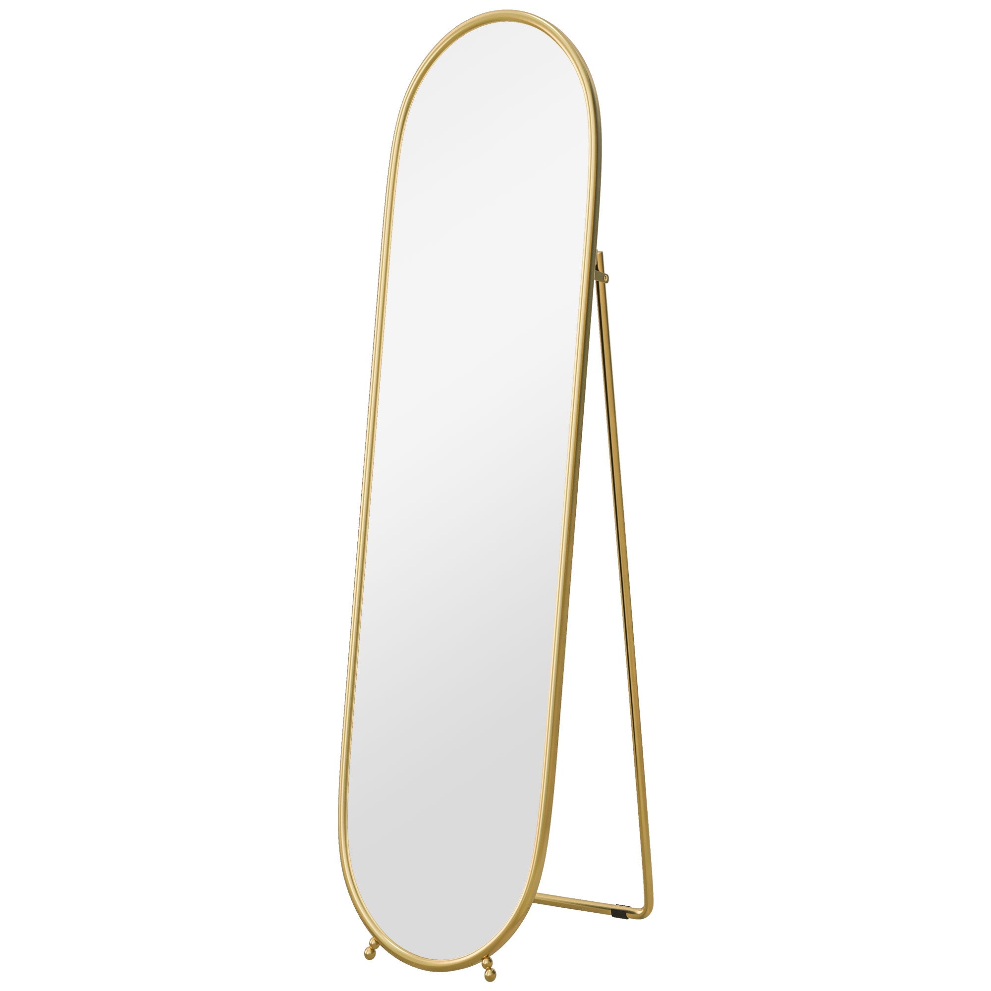 HOMCOM Three-Way Curved Full Length Mirror - Gold Tone