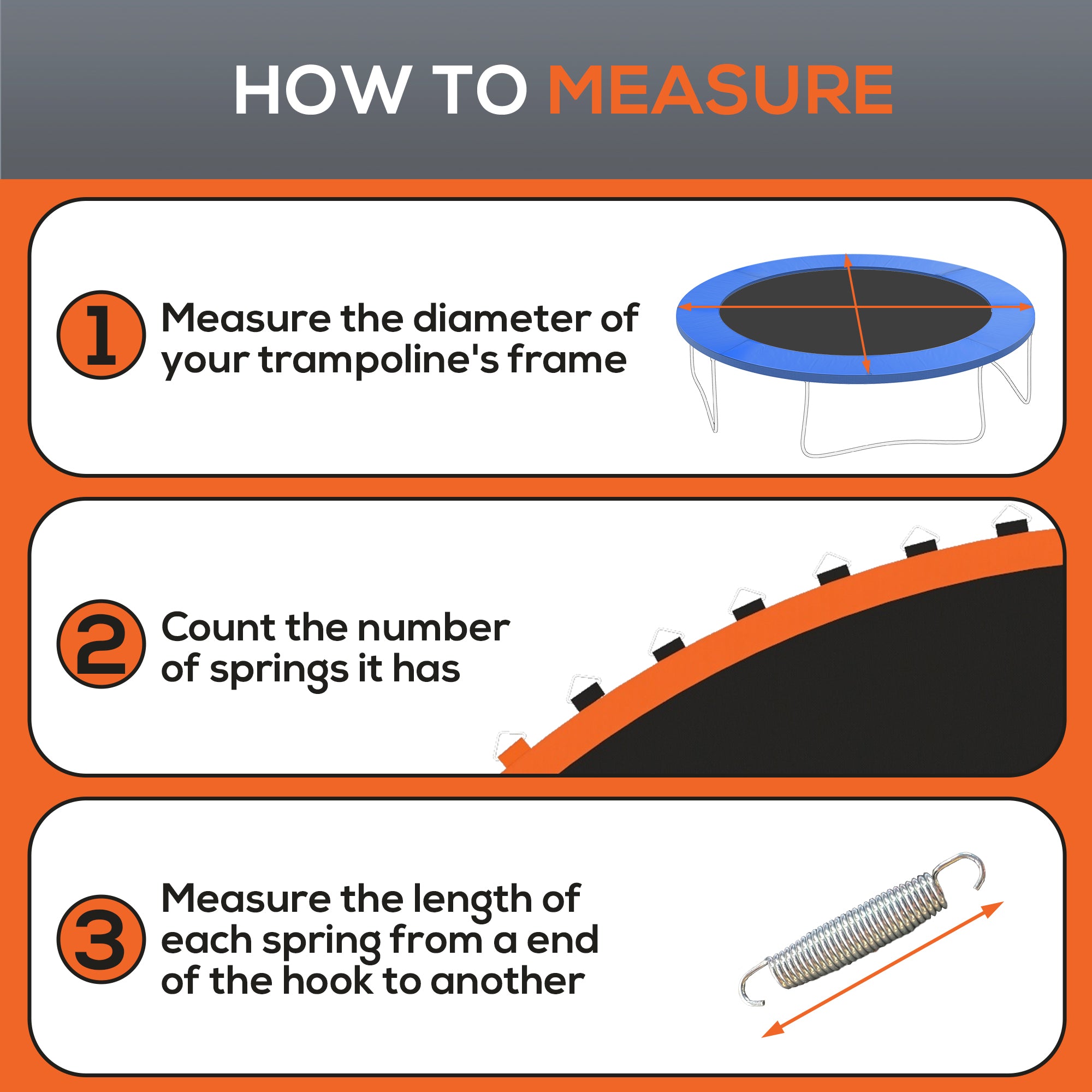 SPORTNOW Replacement Trampoline Mat with Spring Pull Tool, 72 V-Hooks, for 12ft Trampoline using 14cm Springs, Orange