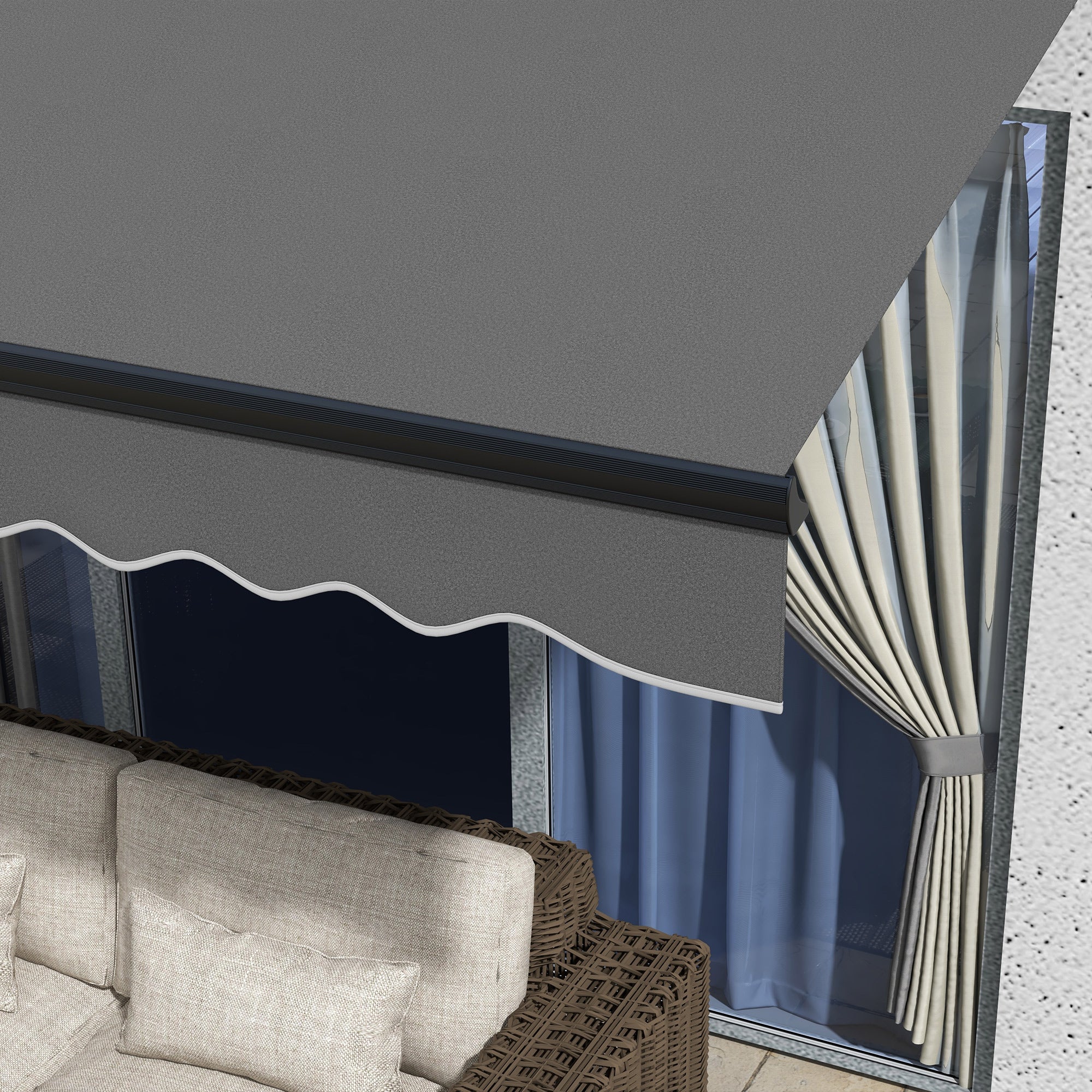 Outsunny 2.5 x 3.5m Aluminium Frame Electric Awning, with Remote - Dark Grey - North Peak Garden Furniture