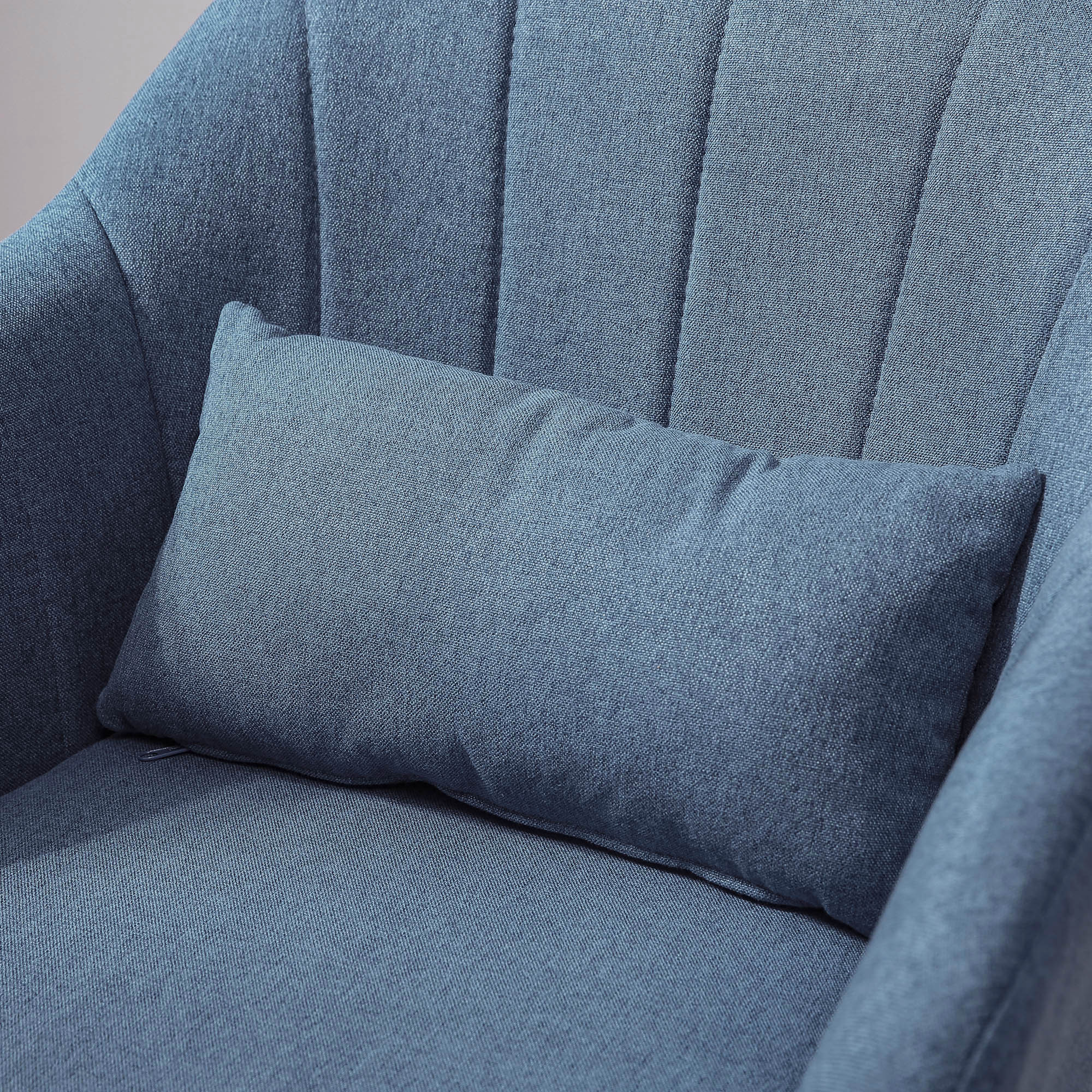 HOMCOM Swivel Linen Fabric Accent Chair for Living Room Contemporary Vanity Armchair with Adjustable Height Thick Cushion Lumbar Support Armrest for Bedroom Office Blue - North Peak Garden Furniture