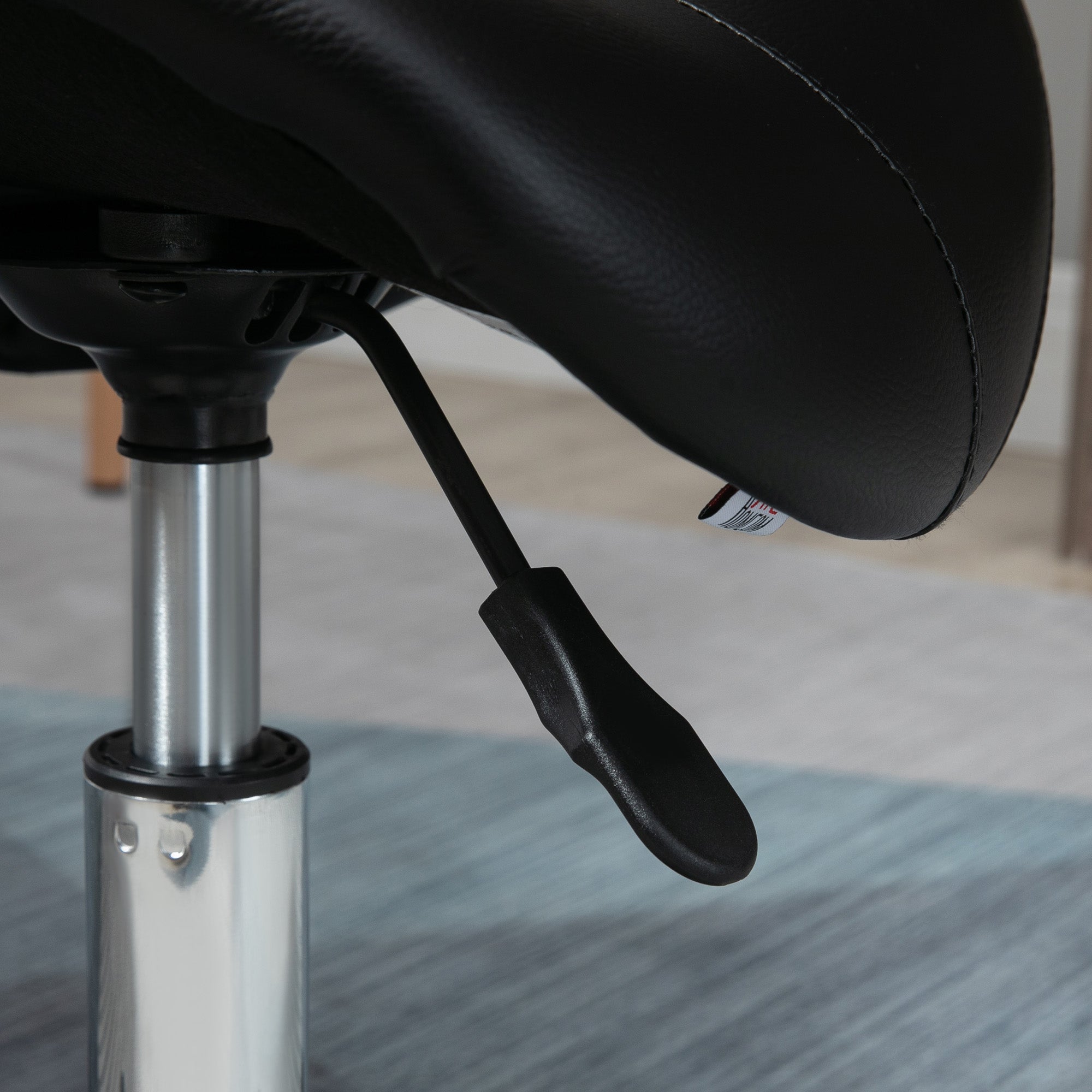 HOMCOM Saddle Stool, PU Leather Adjustable Rolling Salon Chair with Steel Frame for Massage, Spa, Beauty and Tattoo, Black - North Peak Garden Furniture