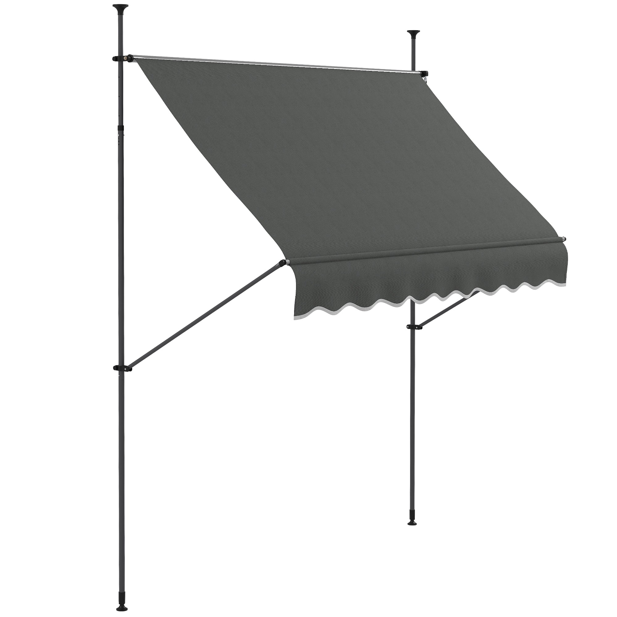 Outsunny 2.5 x 1.2m Retractable Awning, Free Standing Patio Sun Shade Shelter, UV Resistant, for Window and Door, Dark Grey - North Peak Garden Furniture