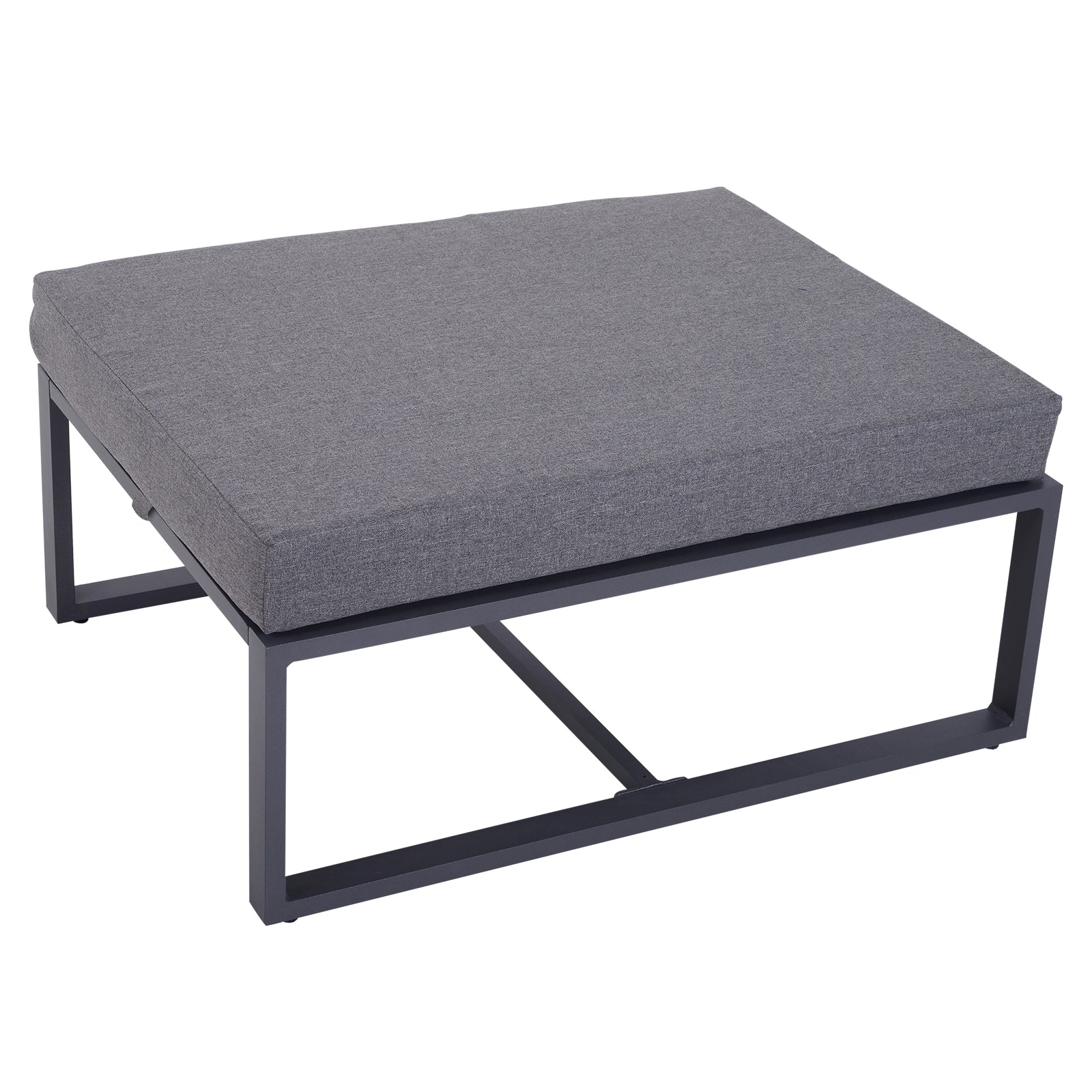 Outsunny 6 PCs Outdoor Indoor Sectional Sofa Set Thick Padded Cushions Aluminium Frame 5 Seaters 1 Coffee Table Footrest Grey - North Peak Garden Furniture
