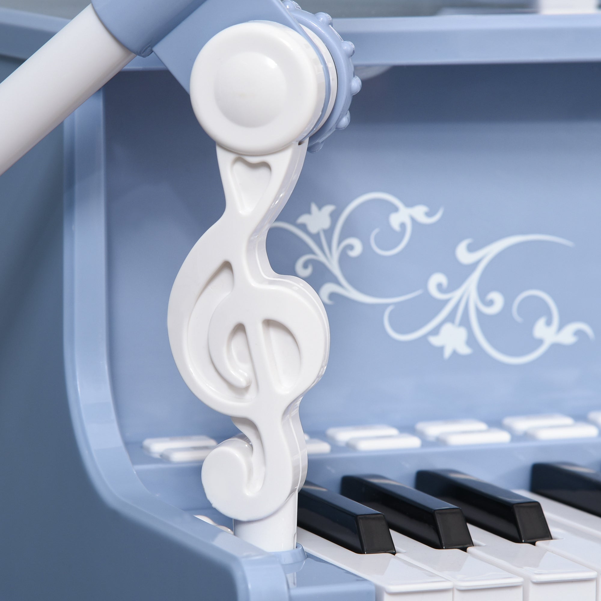 HOMCOM 37 Keys Kids Piano Mini Electronic Keyboard Light Kids Musical Instrument Educational Game Children Grand Piano Toy Set w/Stool & Microphone & Music Stand (Blue) - North Peak Garden Furniture