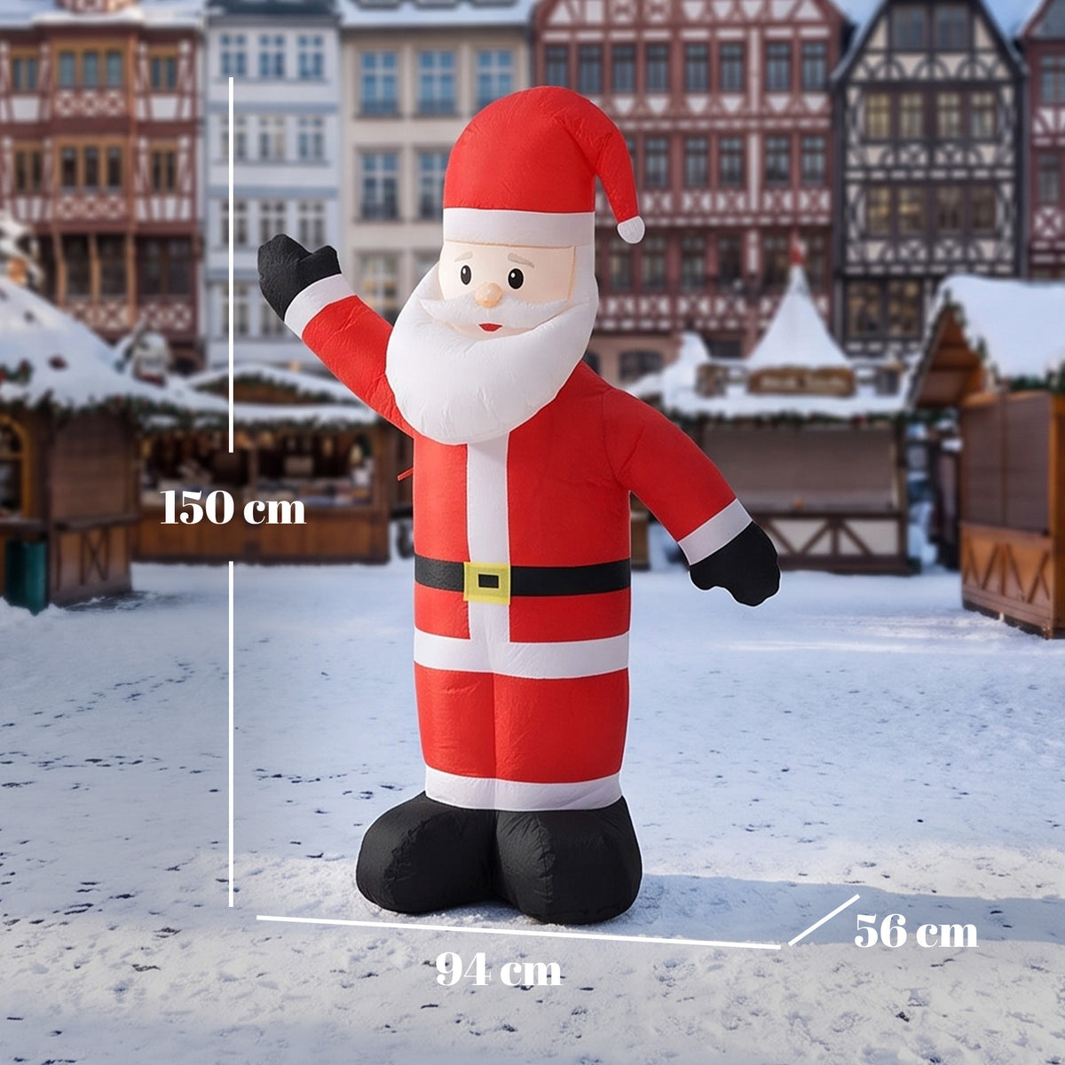 Outsunny 5ft Christmas Inflatable Velvet Look Santa Claus with Welcoming Gesture