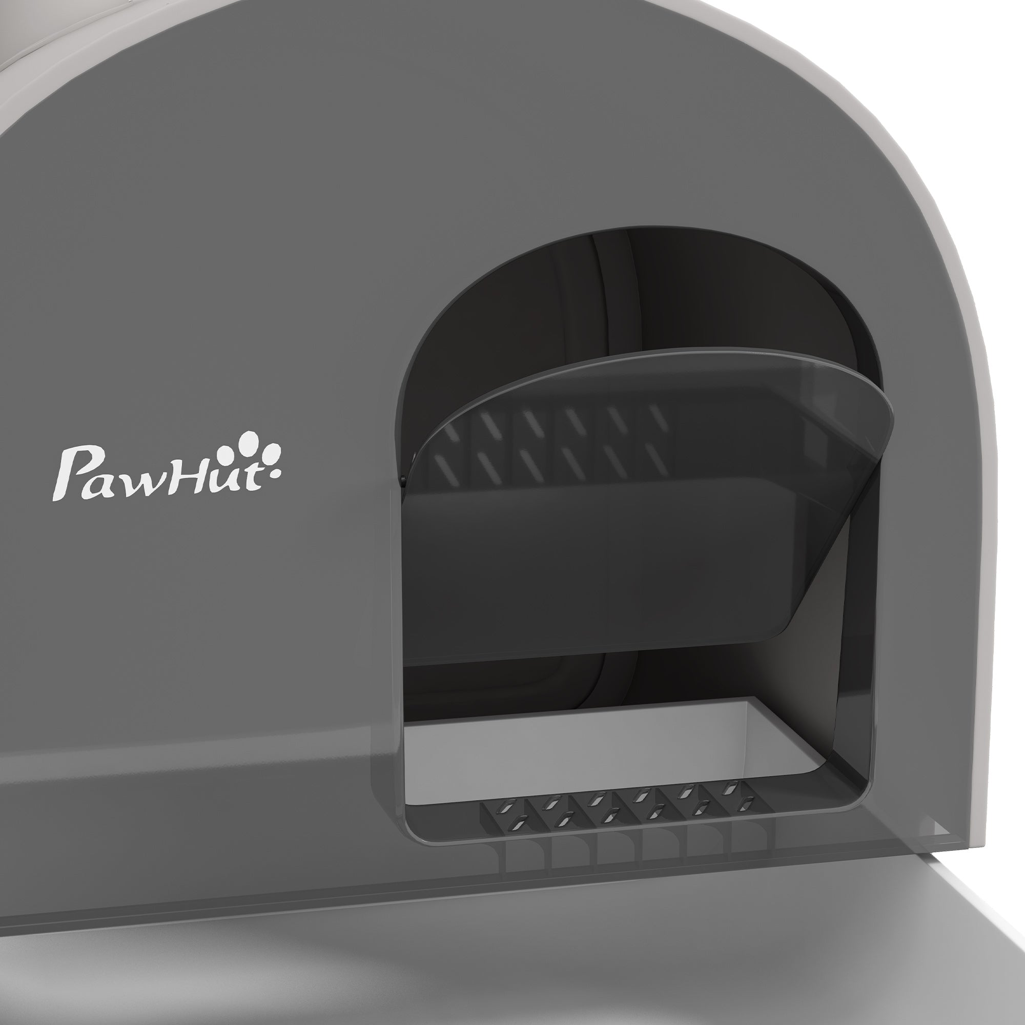 PawHut Hooded Cat Litter Box, Kitten Litter Tray, with Lid, Scoop, Filter, Flap Door, Light Grey