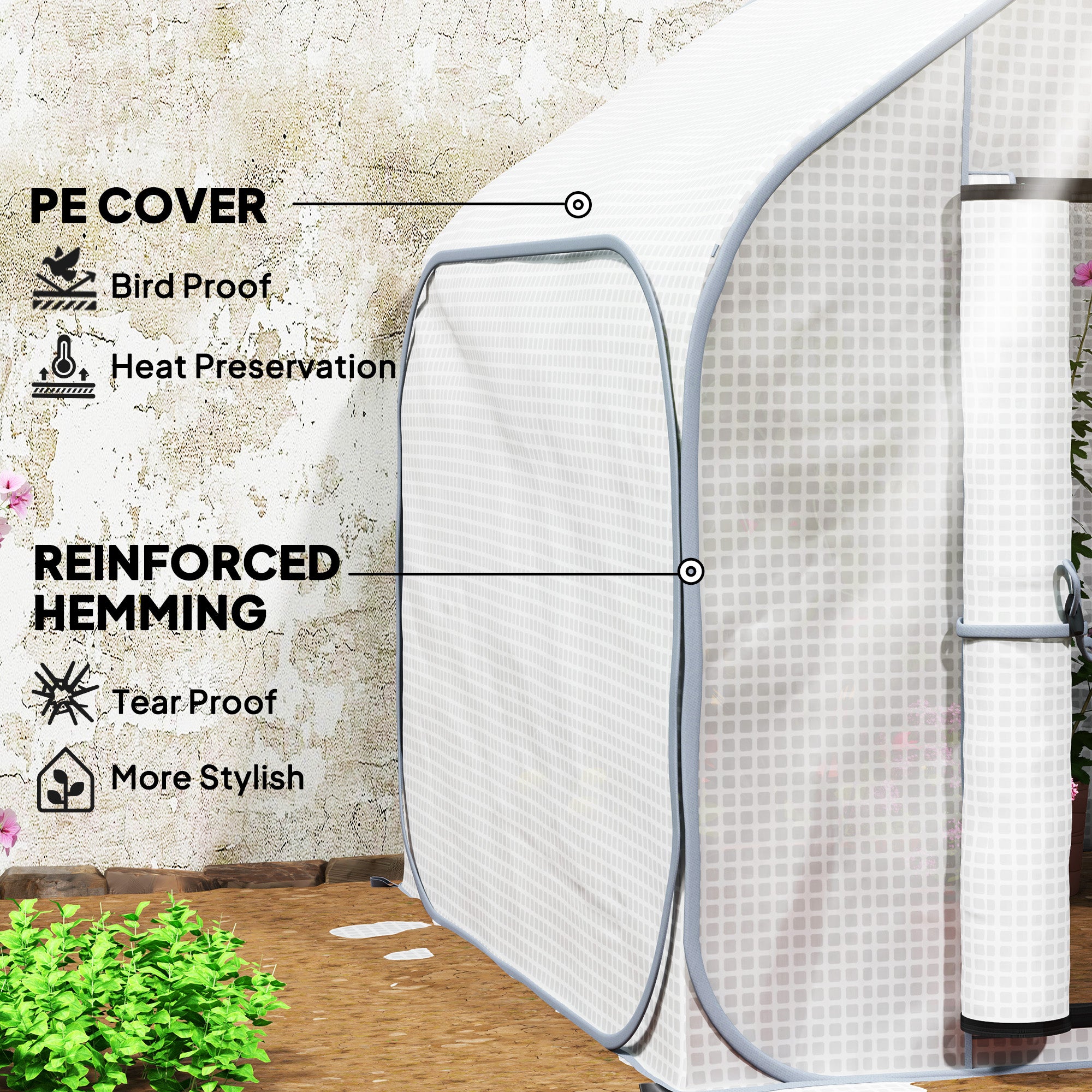 Outsunny 150 x 148cm Pop-Up Greenhouse - White - North Peak Garden Furniture