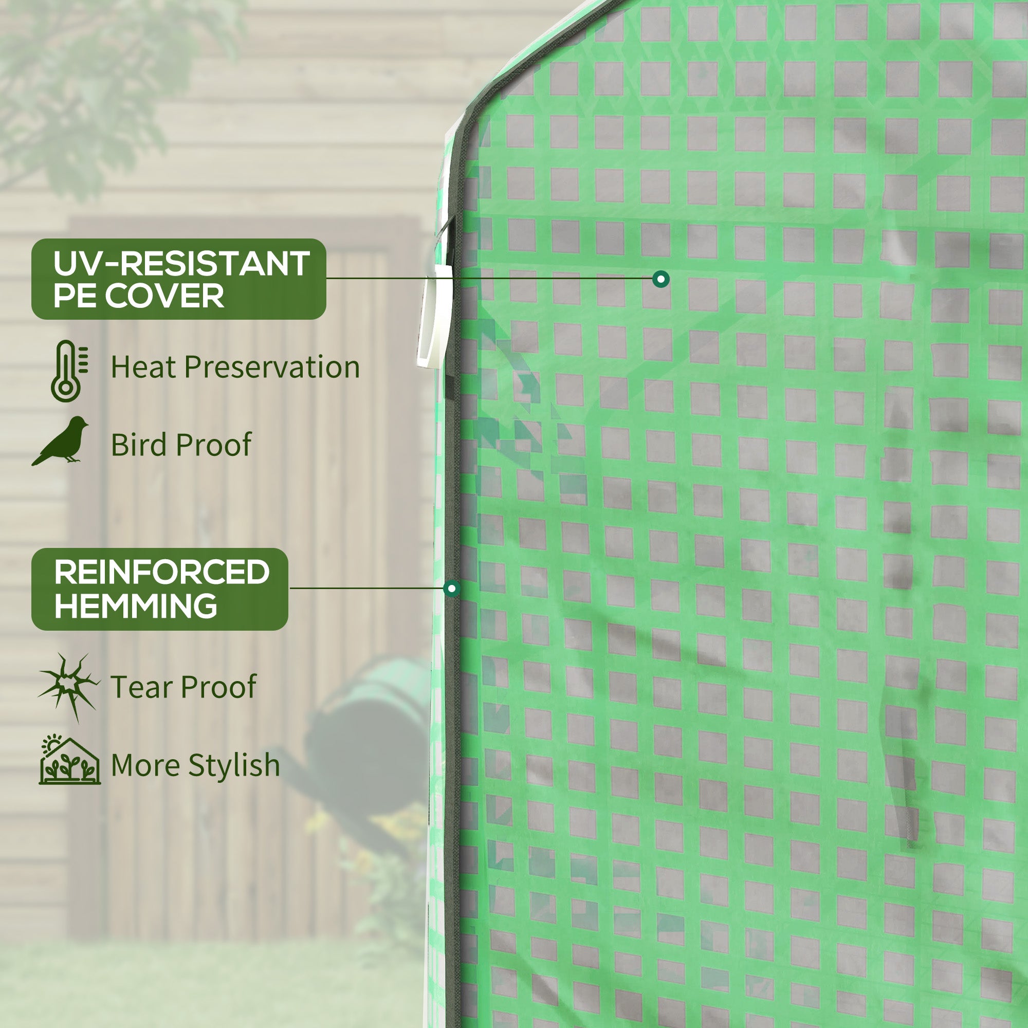 Outsunny Walk-in Greenhouse with 3 Tier Shelves, Outdoor Green House Garden Grow House with Reinforced PE Cover, Roll-up Door and Mesh Windows, 140 x 213 x 190cm, Green - North Peak Garden Furniture