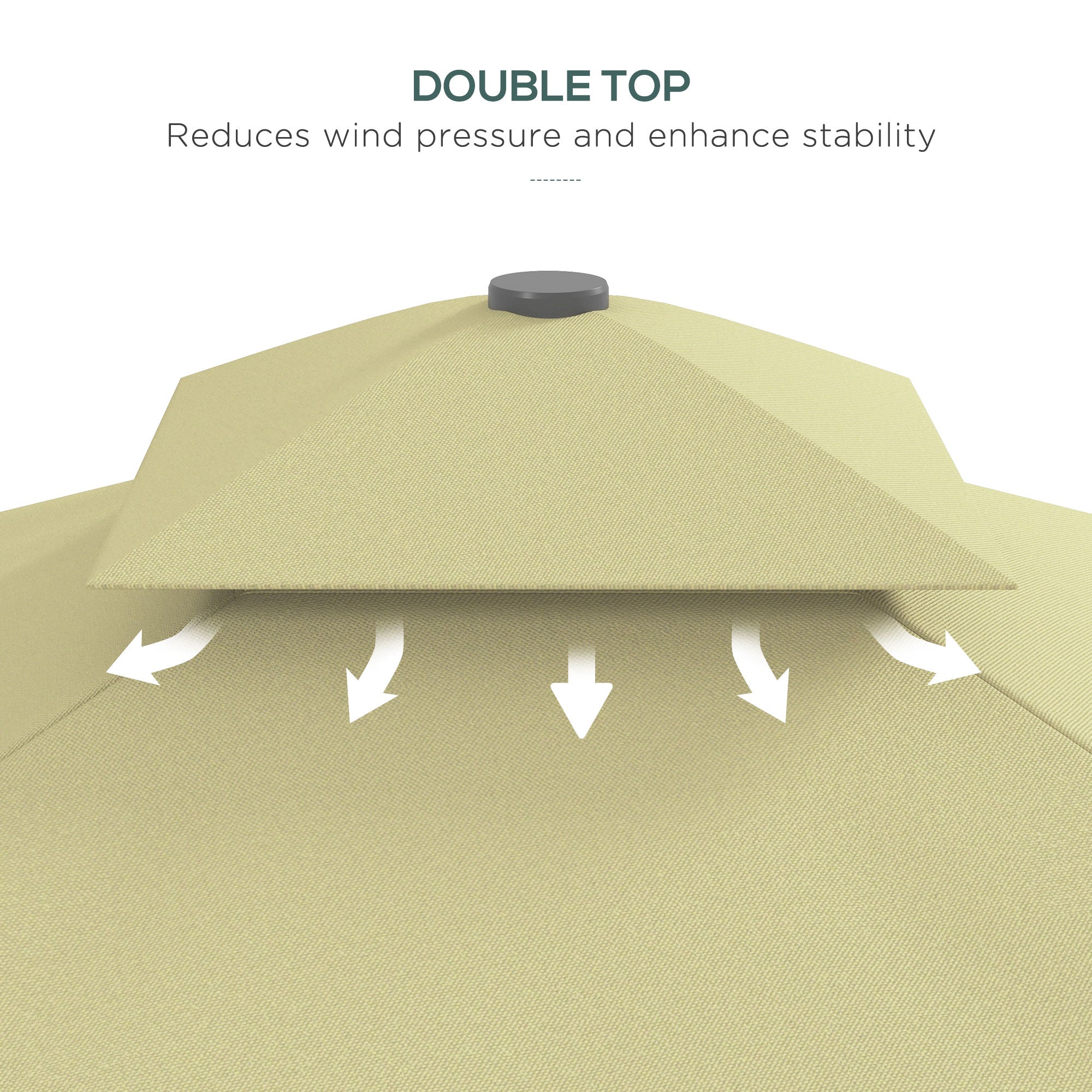 Outsunny 2.5m Square Double Top Garden Parasol Cantilever Umbrella with Ruffles, Beige - North Peak Garden Furniture