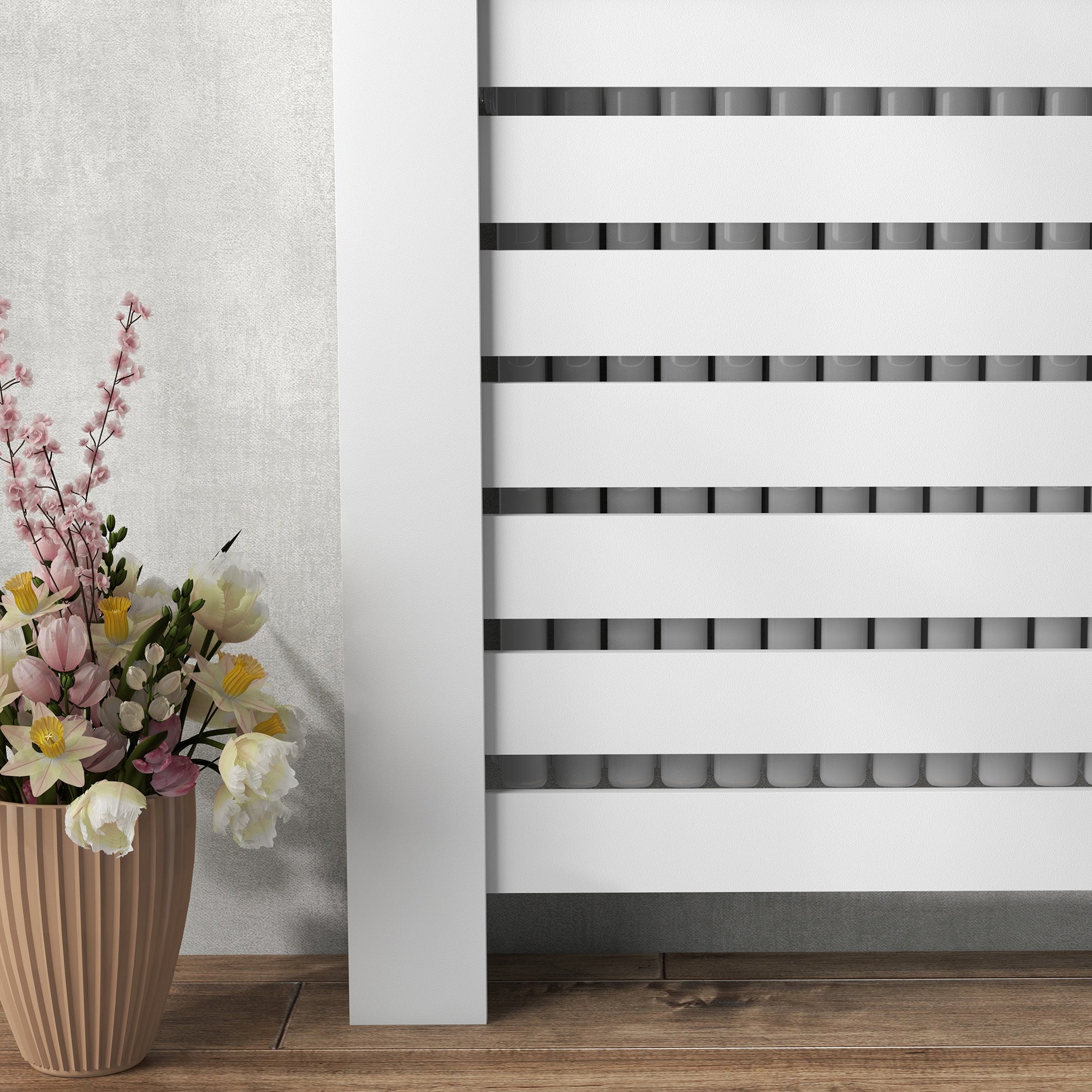 HOMCOM 95.5H x 111Wcm Radiator Cover, with Drawer - White