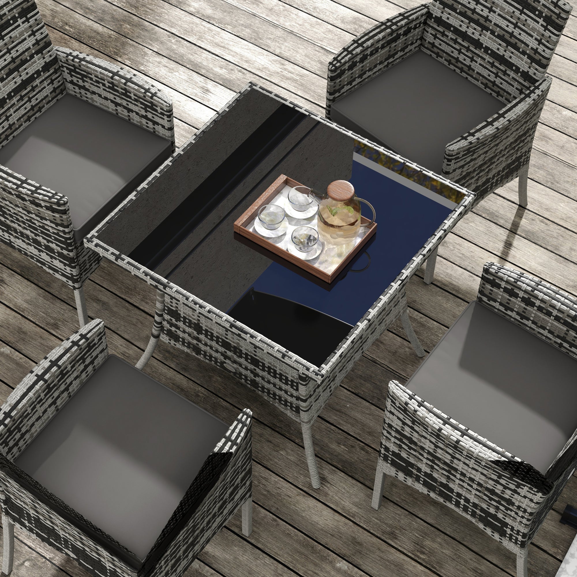 Outsunny Five-Pieces Rattan Dining Set - North Peak Garden Furniture