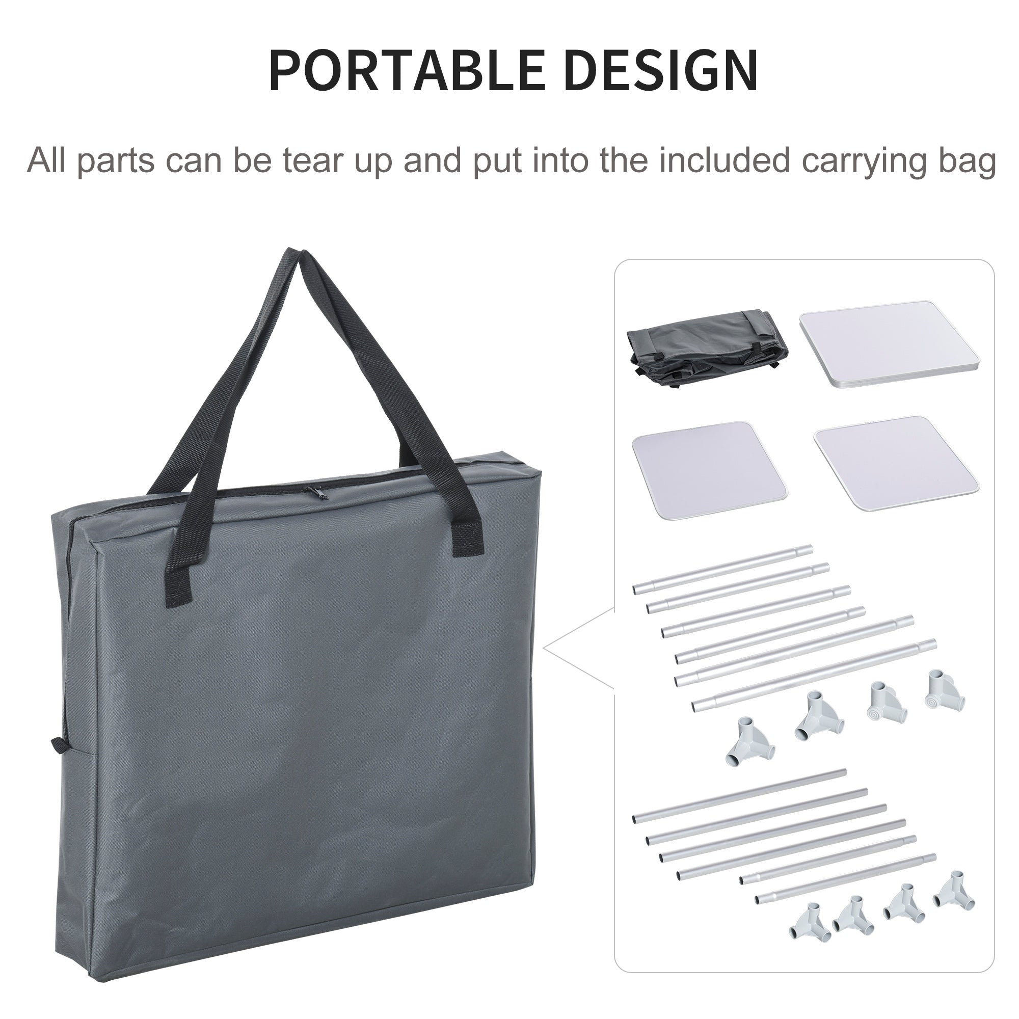 Outsunny 2-Shelf Camping Cupboard Camping Kitchen Station Cook Table Aluminum, Storage Organiser for BBQ Party Picnics Backyards with Carrying Bag - North Peak Garden Furniture