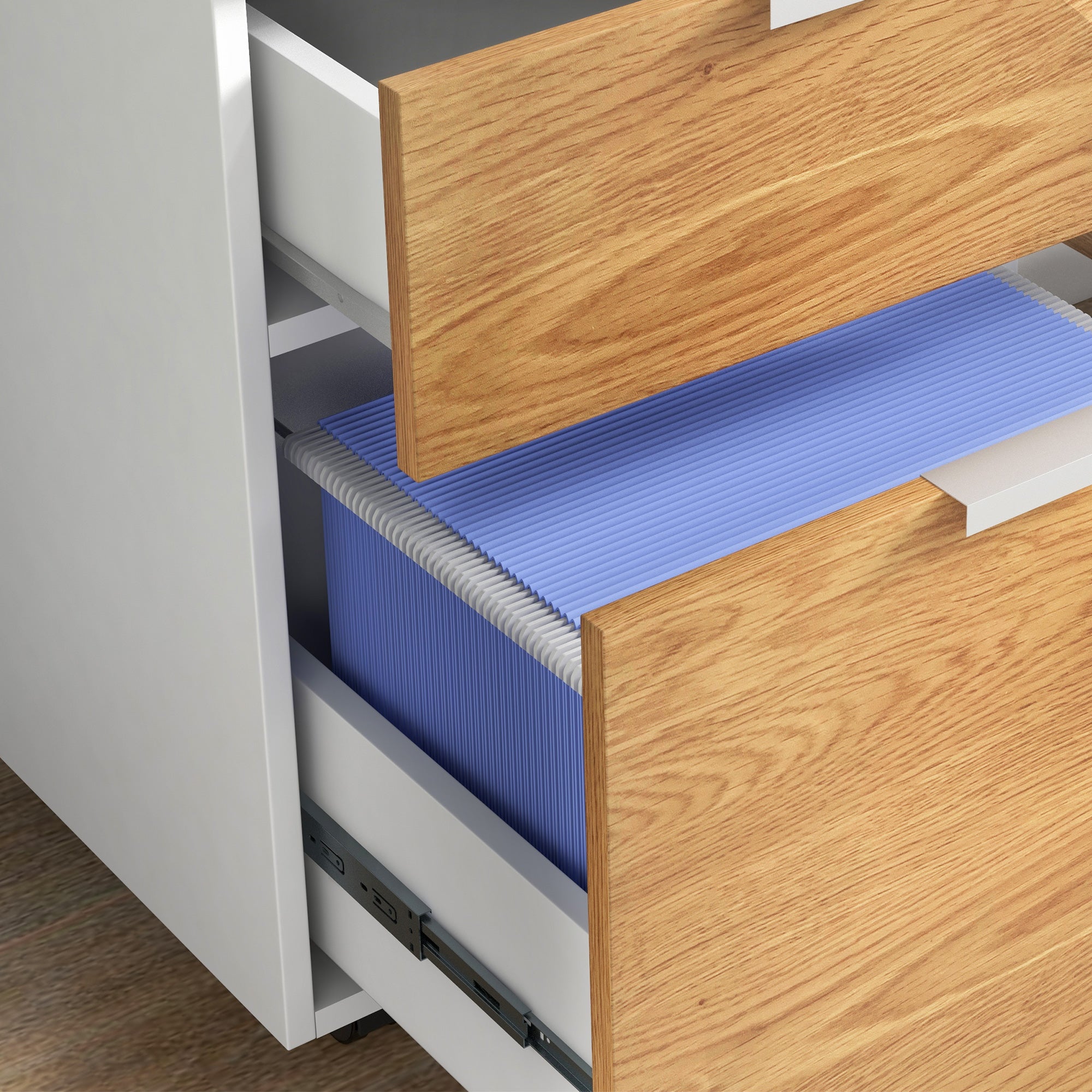 HOMCOM Two-Drawer Lockable Filing Cabinet - Wood Effect