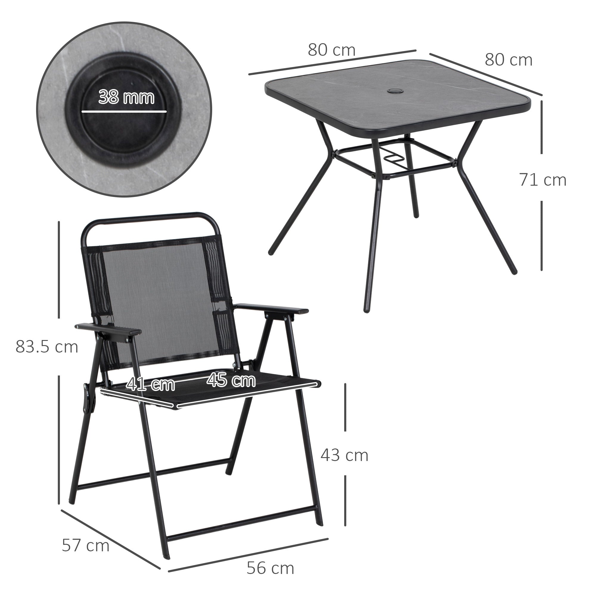 Outsunny Five-Piece Metal Frame Garden Dining Set - North Peak Garden Furniture