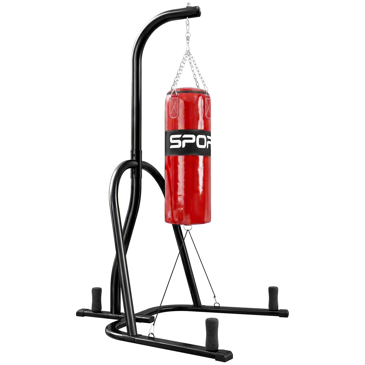 SPORTNOW Punching Bag with Stand for Adults, Freestanding Boxing Stand with Heavy Bag and Weight Plate Storage, Red