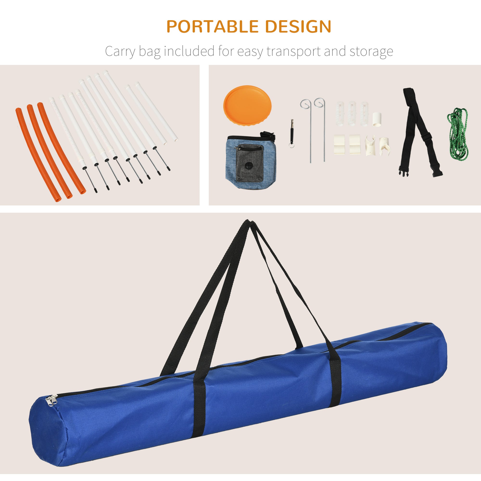 PawHut Dog Agility Training Equipment for Dogs with Carry Bag - Multicoloured - North Peak Garden Furniture