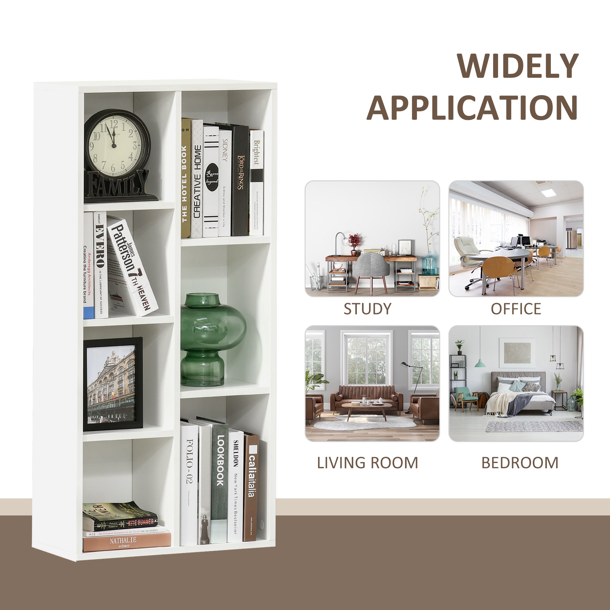 HOMCOM Seven-Cube Bookcase - White Wood Effect - North Peak Garden Furniture