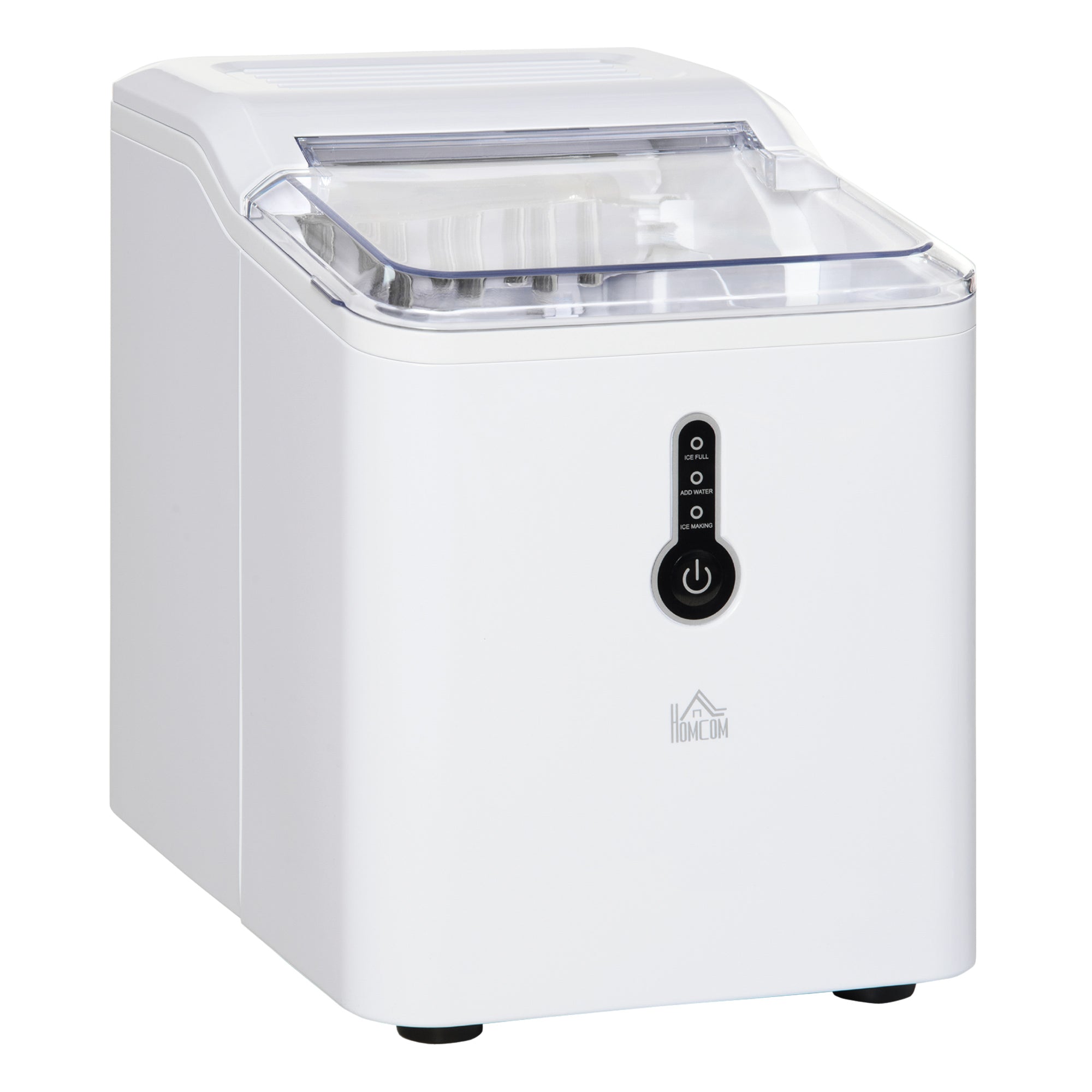 HOMCOM Ice Maker Machine, 1.5L Countertop Ice Cube Maker with Self-Cleaning, 9 Cubes Ready in 8 Mins, 12kg in 24 Hrs, No Plumbing with Basket, White - North Peak Garden Furniture