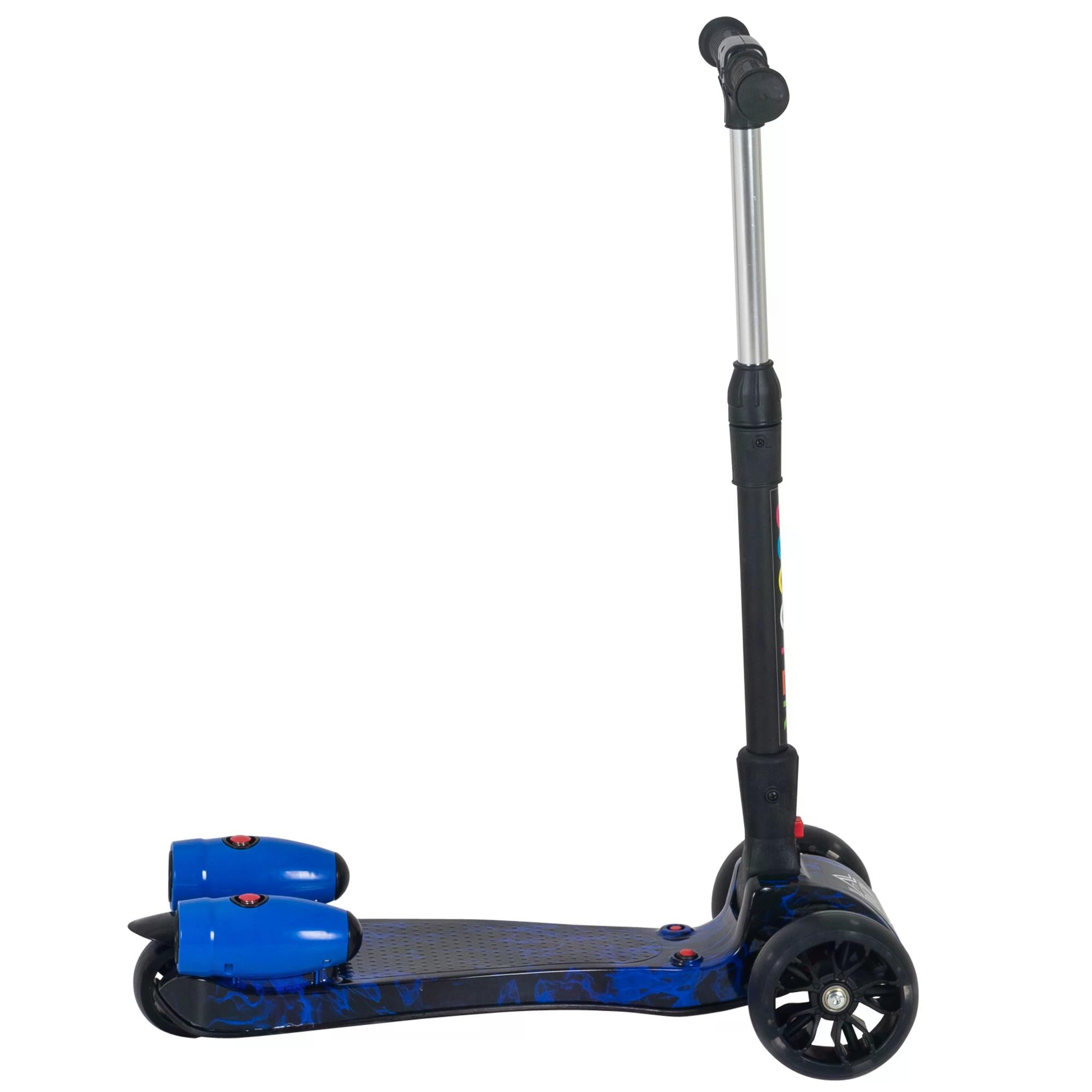 HOMCOM Scooter for Kids Toddler 3 Wheel Adjustable Height w/ Flashing Wheels Music Water Spray Foldable Kick Scooter for Boys and Girls 3 - 6 Yrs Blue