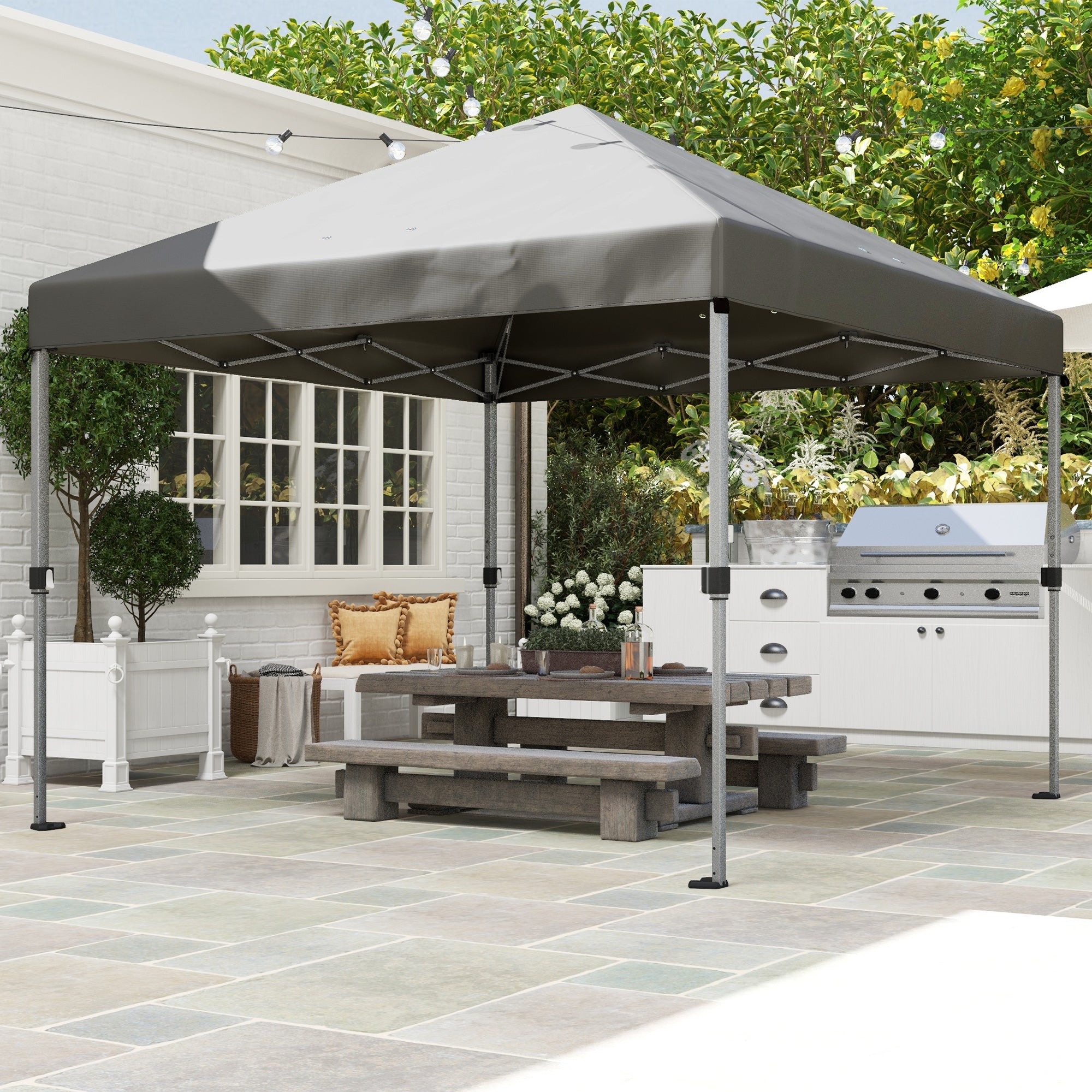 Outsunny 3 x 3m Pop-Up Gazebo, with Accessories - Grey - North Peak Garden Furniture