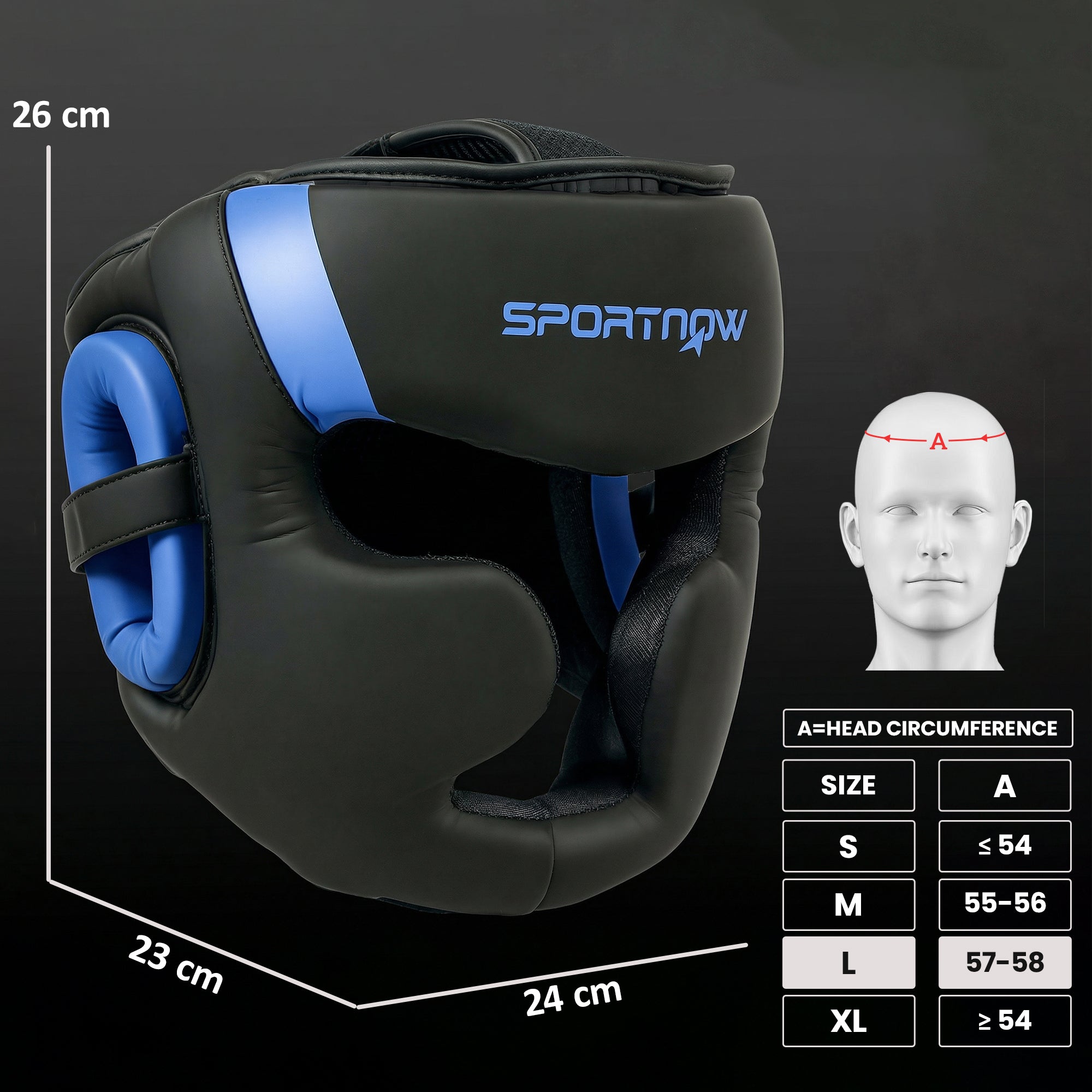 SPORTNOW Boxing Headguard, Boxing Headgear Helmet with Adjustable Strap for Full Face Protection for Kickboxing Sparring Martial Arts Karate Taekwondo, Blue