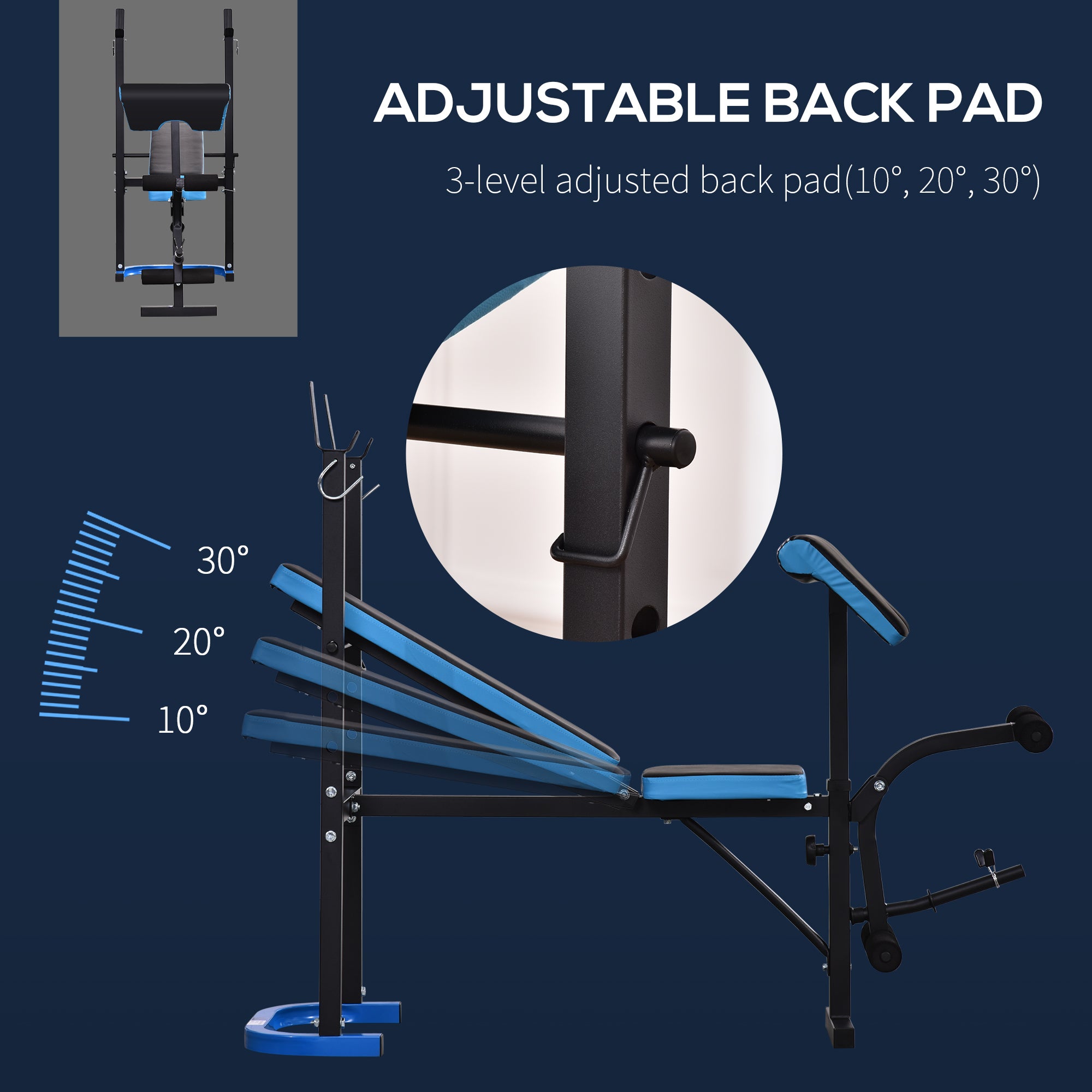 HOMCOM Adjustable Weight Bench with Leg Developer Barbell Rack for Lifting and Strength Training Multifunctional Workout Station for Home Gym Fitness, Black - North Peak Garden Furniture