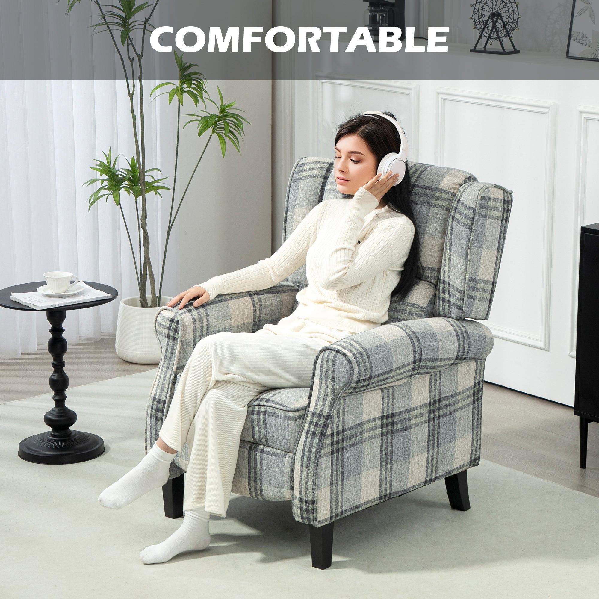HOMCOM 160° Reclining Armchair, with Footrest - Grey - North Peak Garden Furniture