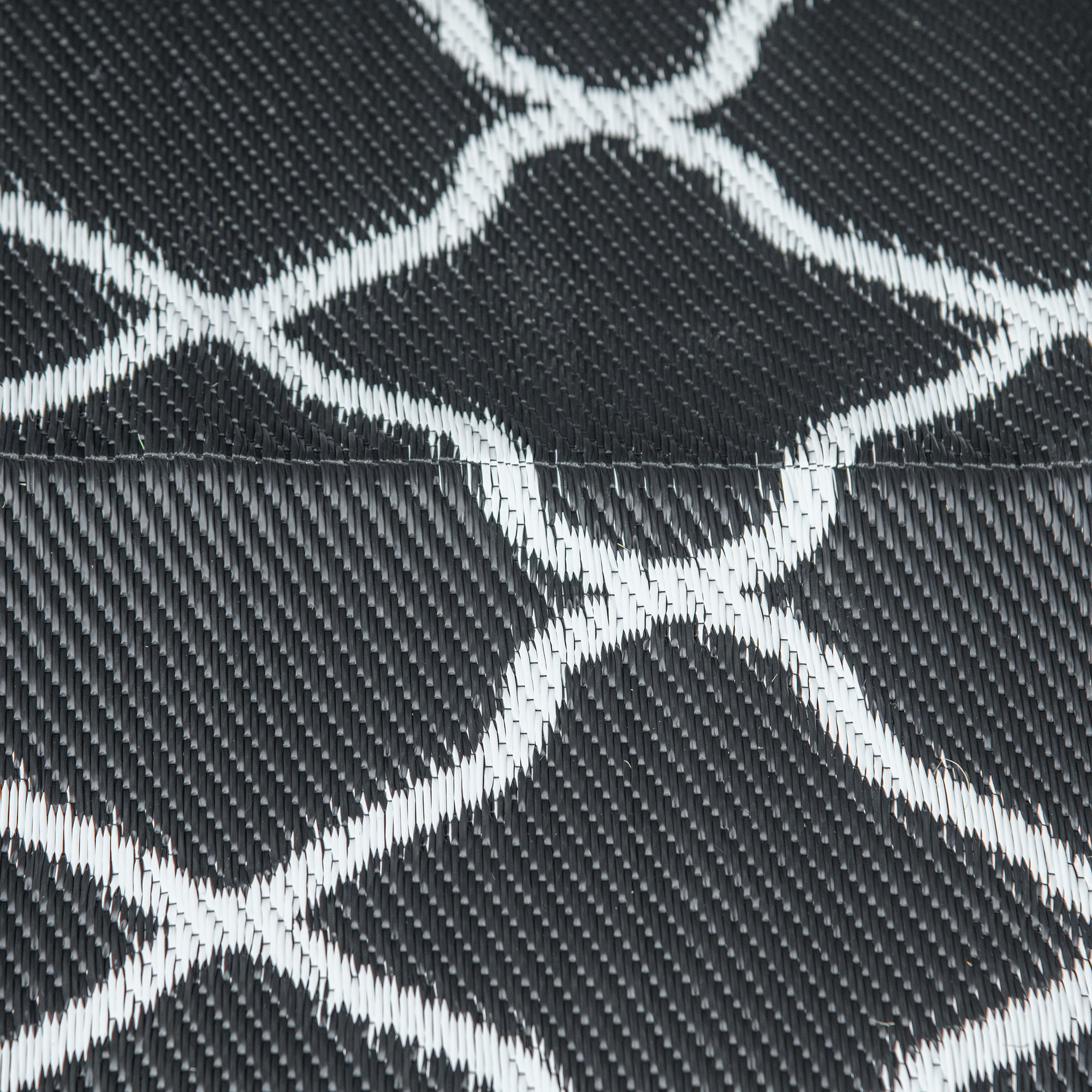 Outsunny Reversible Outdoor Rug, Plastic Straw Mat w/ Carry Bag Ground Stakes for Garden RV Picnic Beach Camping 182x274cm Black - North Peak Garden Furniture