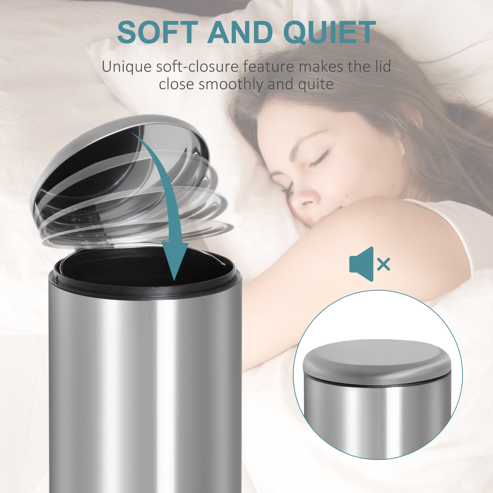 HOMCOM Foot Pedal Bin Stainless Steel Metal Waste Rubbish Lid Kitchen Garbage 30L Silver - North Peak Garden Furniture
