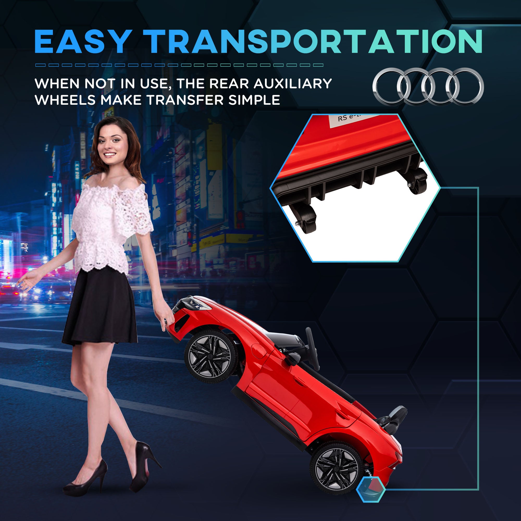 HOMCOM Audi Licensed 12V Kids Electric Ride-On, with Remote Control, Suspension System, Lights, Music, Motor - Red - North Peak Garden Furniture