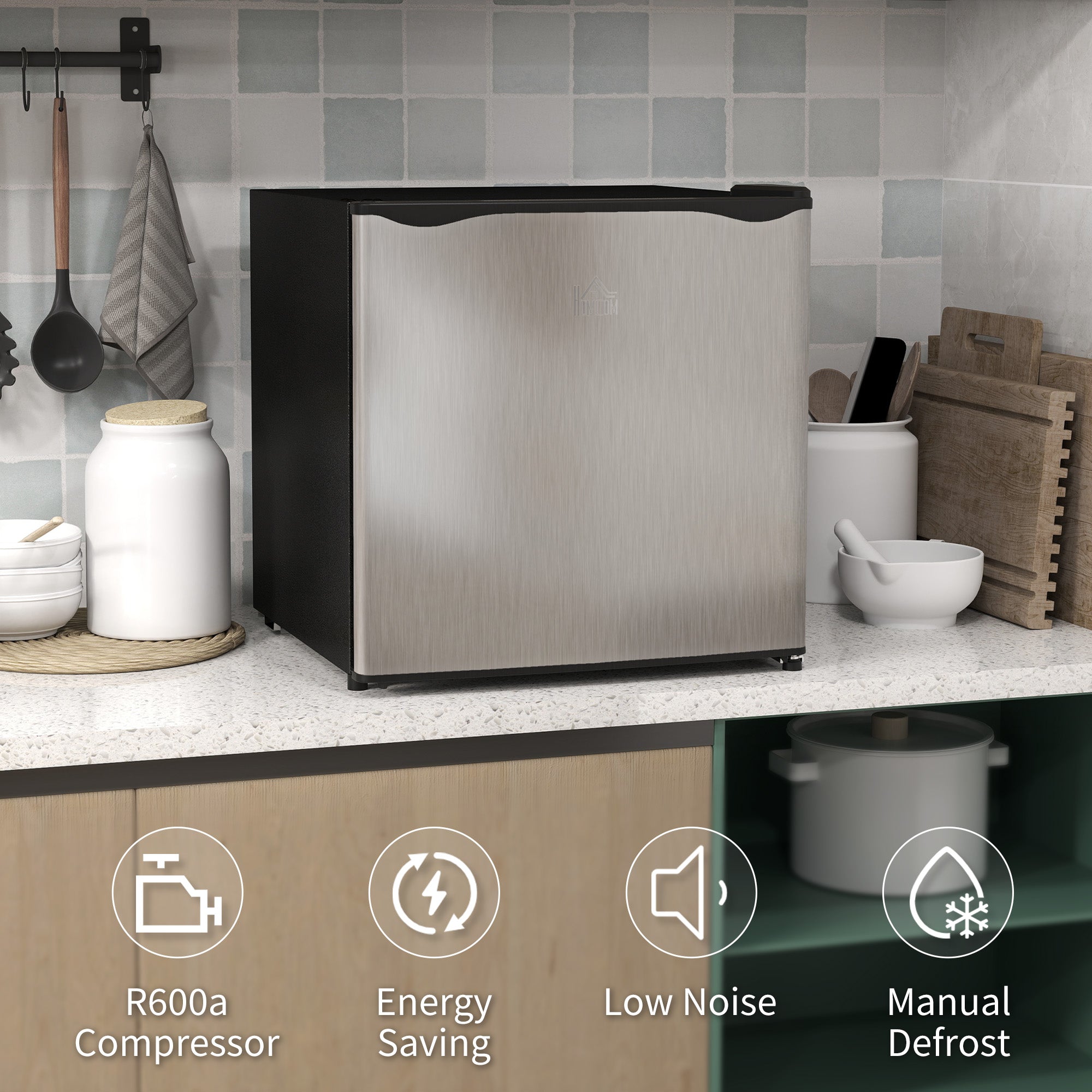 HOMCOM 35L Mini Freezer, -24℃ to -14℃ Temperature - Silver Tone - North Peak Garden Furniture