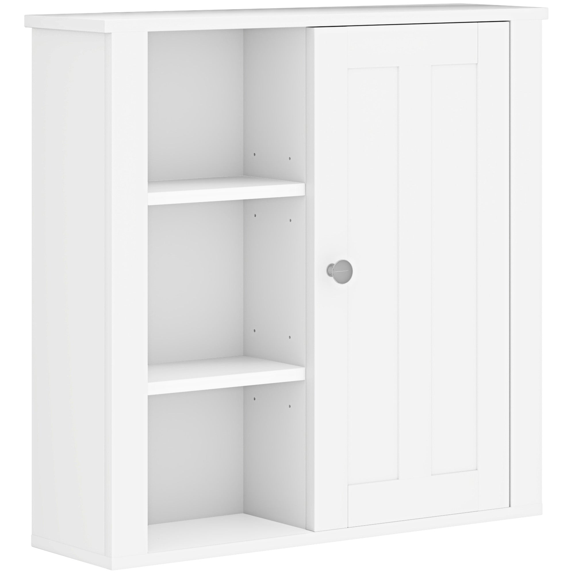 HOMCOM Bathroom Cabinet, Modern Bathroom Wall Cabinet with Adjustable Shelves and Cupboard, 53W x 15D x 51H cm, White - North Peak Garden Furniture