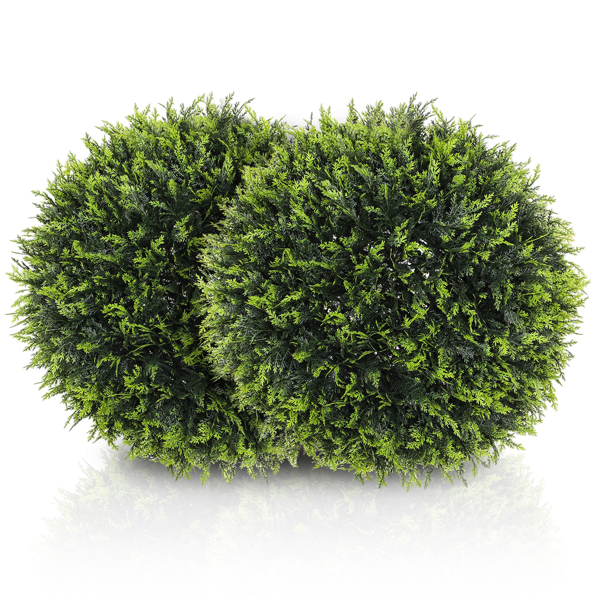 HOMCOM Set of 2 Artificial Plant Topiary Balls, UV-protected Fake Decorative Plants, Faux Plants for Home Indoor Outdoor Decor, 45cm, Green - North Peak Garden Furniture