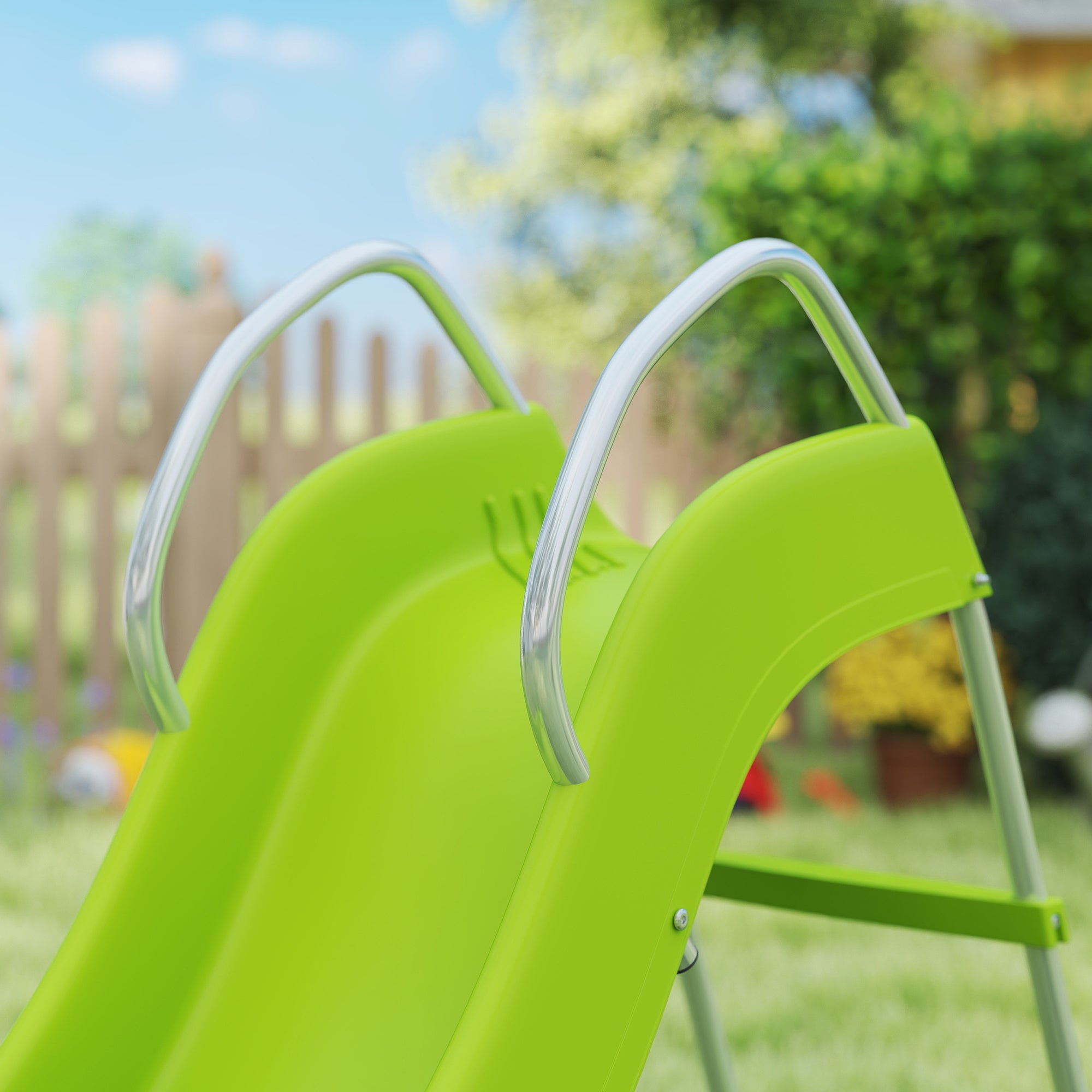 AIYAPLAY Freestanding Kids Slide with Climbing Ladder, Outdoor Playground Equipment for Children Ages 3-8 Years, Green - North Peak Garden Furniture