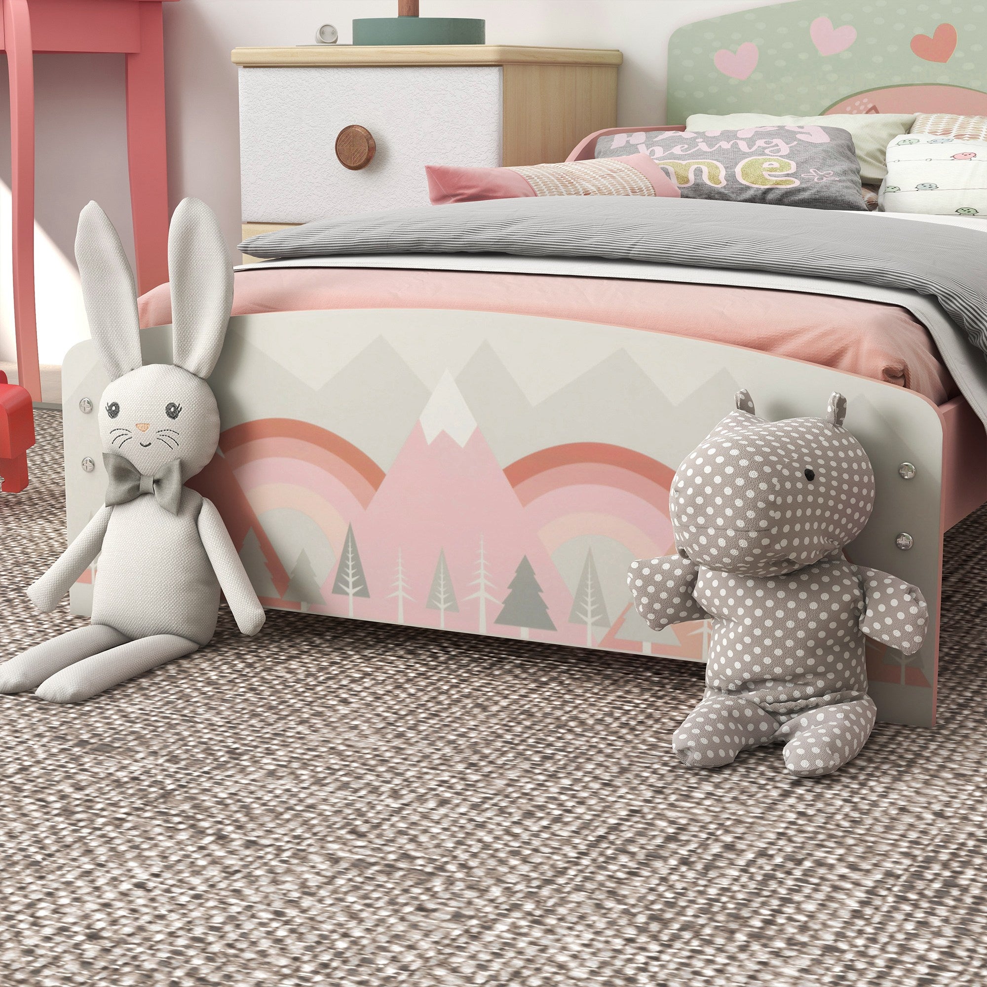 ZONEKIZ Toddler Bed Frame, Kids Bedroom Furniture for Ages 3-6 Years, Pink - North Peak Garden Furniture