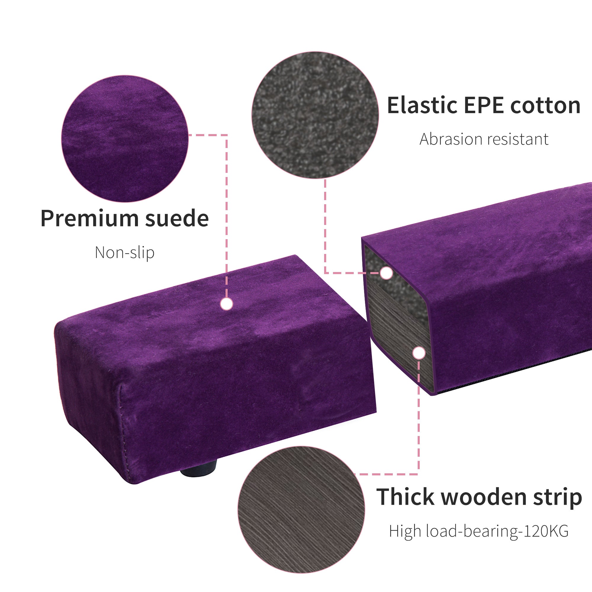 HOMCOM 2.4M 8FT Gymnastics Folding Balance Beam Home Gym Training Exercise Sports - Purple