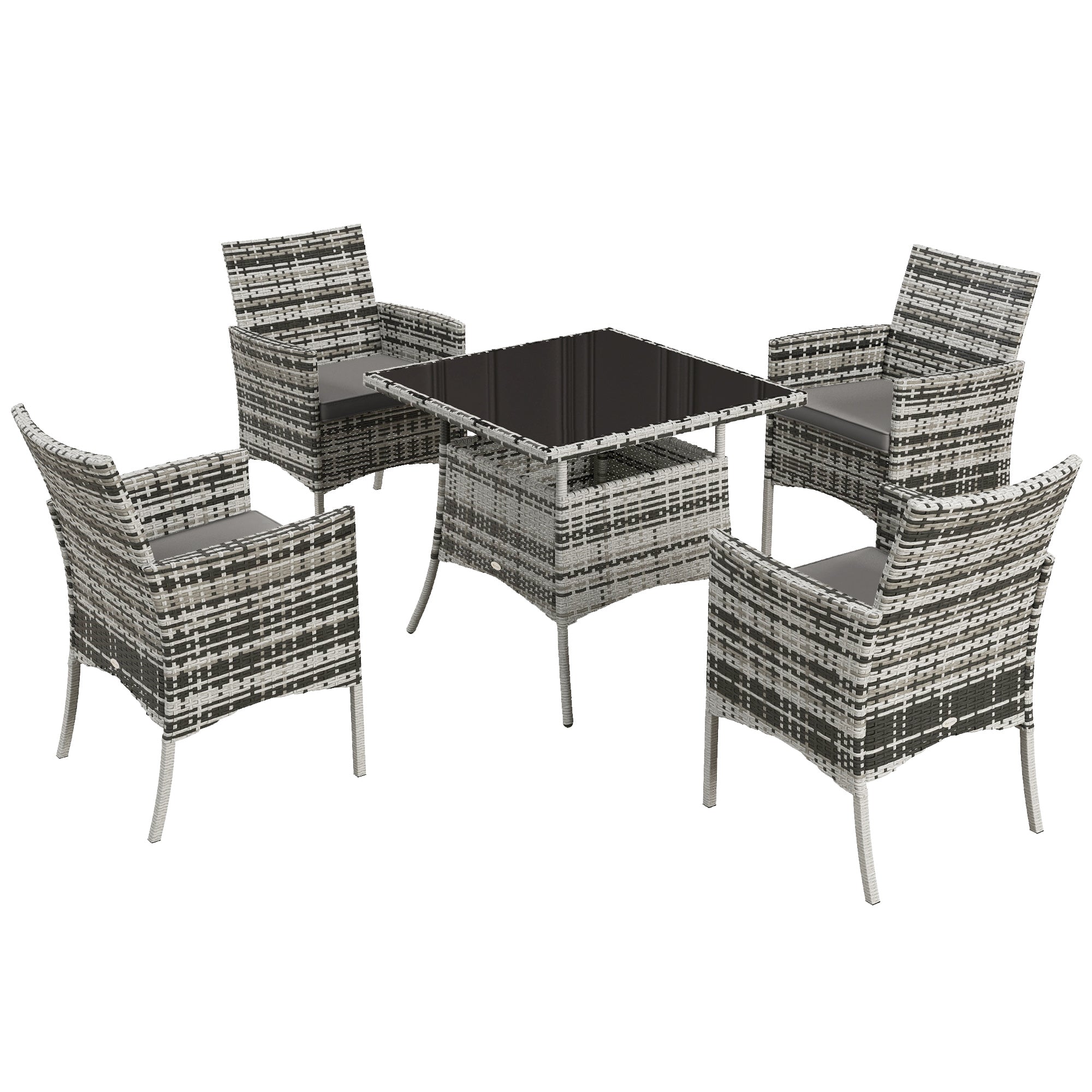 Outsunny Five-Pieces Rattan Dining Set - North Peak Garden Furniture