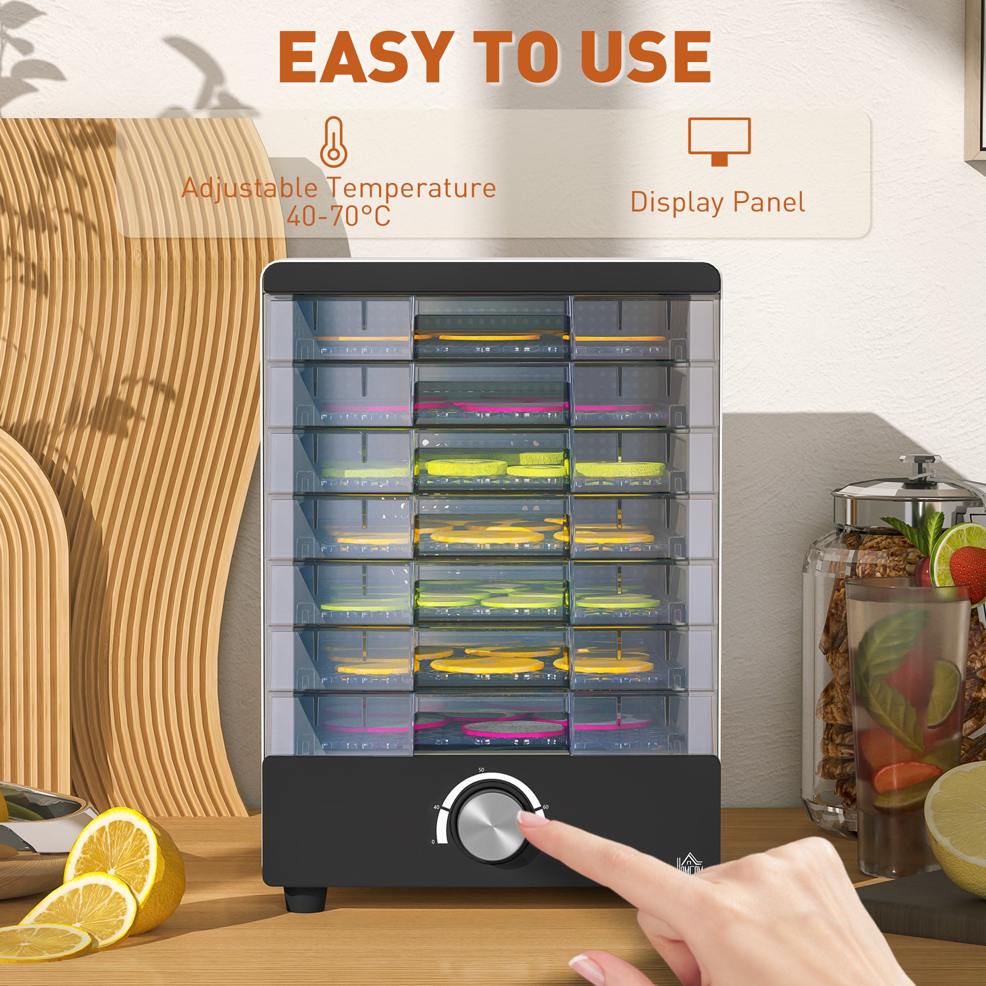 HOMCOM Seven Tray, 40-70°C Food Dehydrator - White - North Peak Garden Furniture
