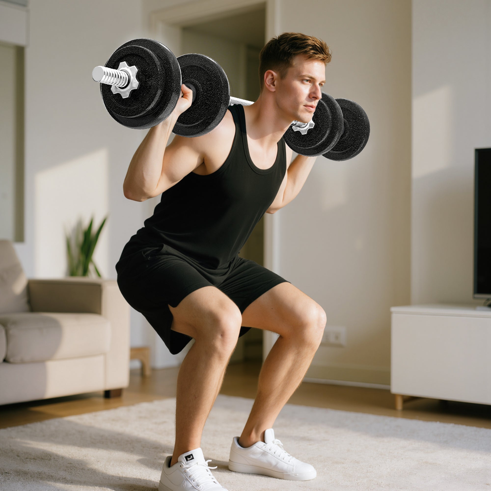 SPORTNOW 2-in-1 Adjustable Dumbbells Set, 20kg Weights Dumbbells Set with Non-Slip Grip for Strength Training, Weight Lifting, Bodybuilding, Home Gym Workout Equipment for Men & Women