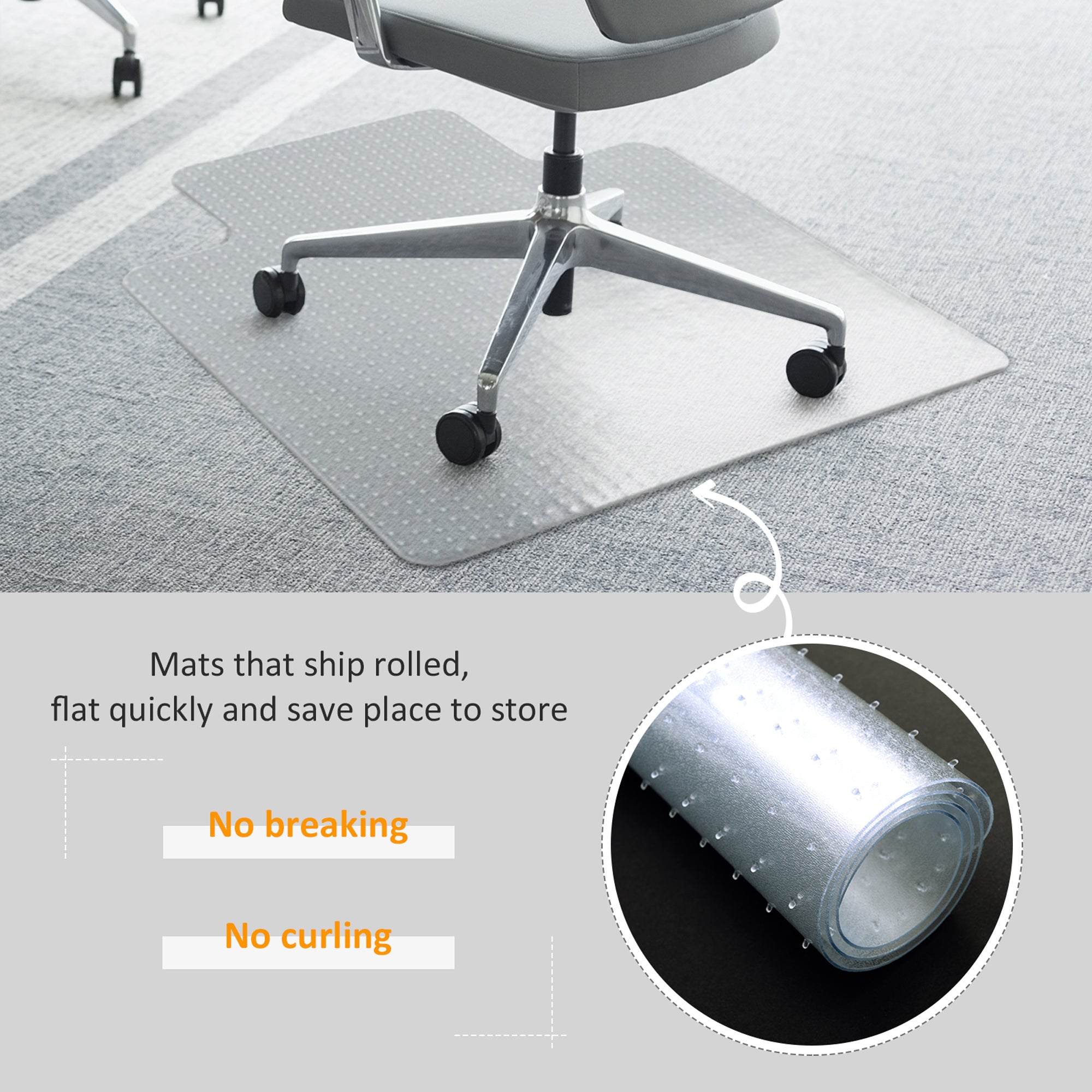 HOMCOM Office Carpet Protector Chair Mat Clear Spike Non Slip Studs Frosted Lipped - North Peak Garden Furniture
