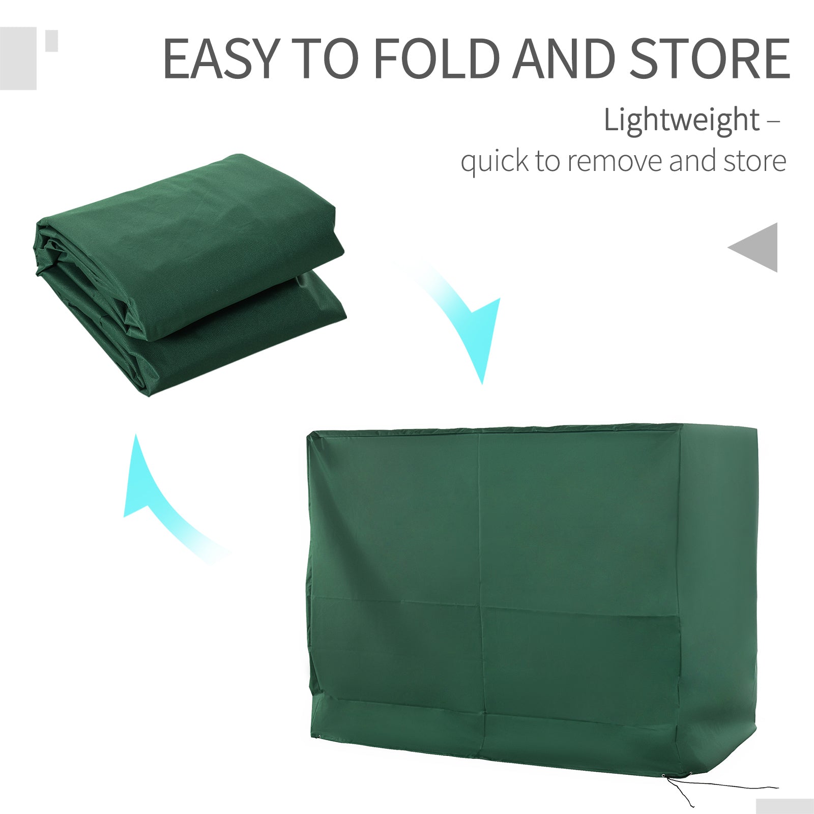 Outsunny 3-Seat Outdoor Garden Swing Chair Protective Cover Water UV Resistant, 240L x 133Wcm, Green - North Peak Garden Furniture