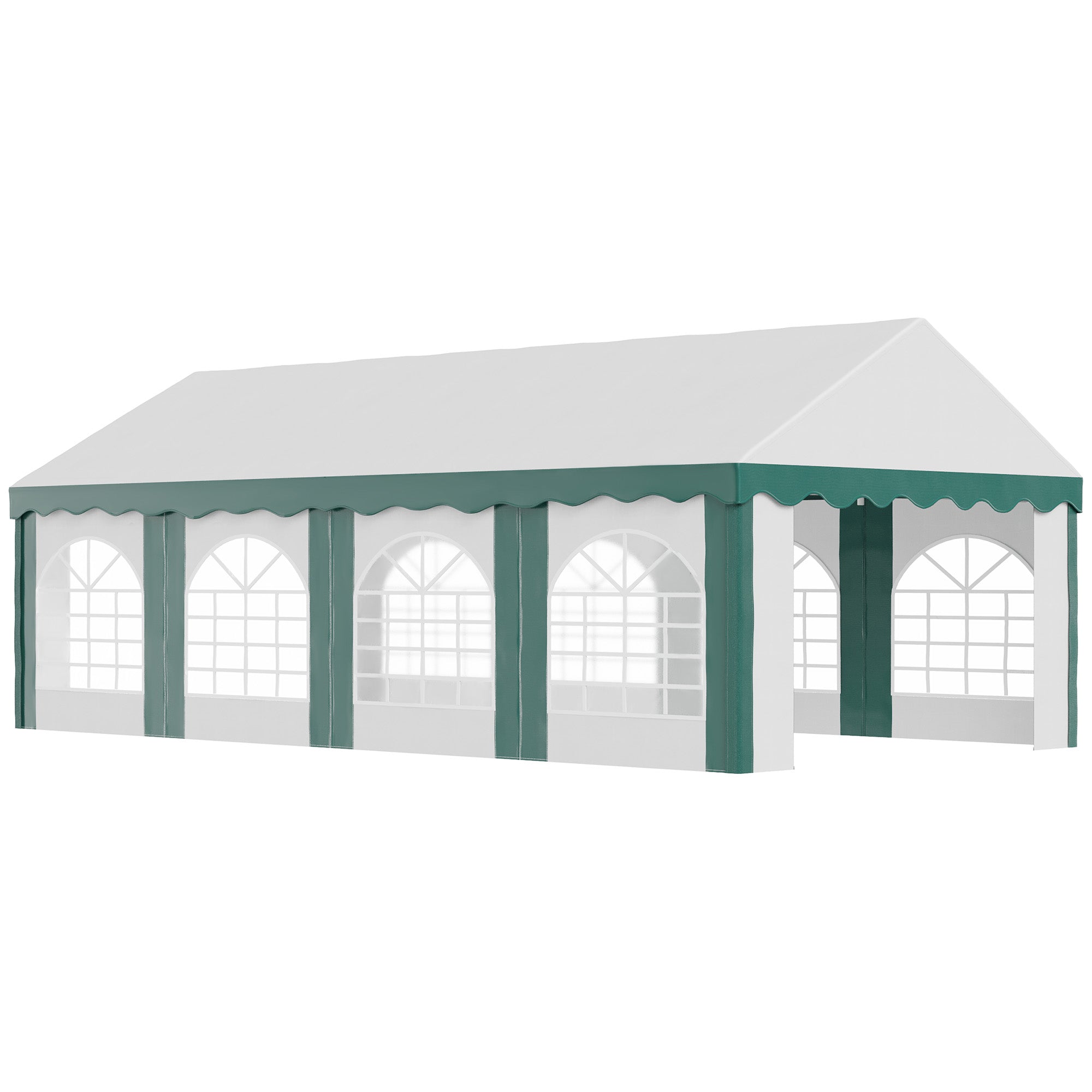 Outsunny 8 x 4m Garden Gazebo with Sides, Galvanised Marquee Party Tent with Eight Windows and Double Doors, for Parties, Wedding and Events - North Peak Garden Furniture