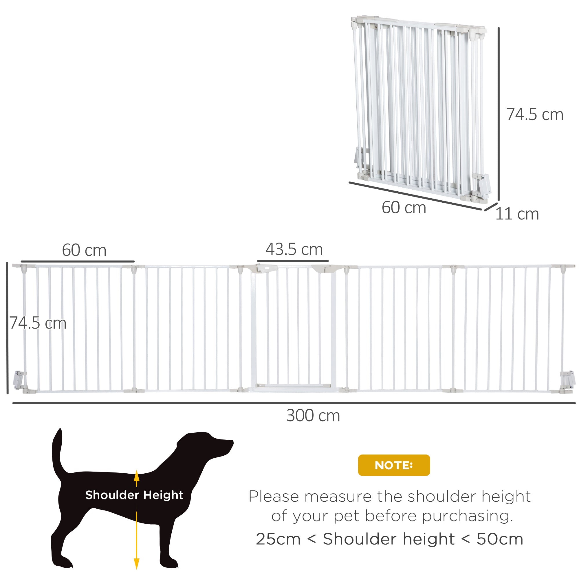 PawHut 5 Panels Pet Playpen Metal Fence w/ Walk Through Door - White