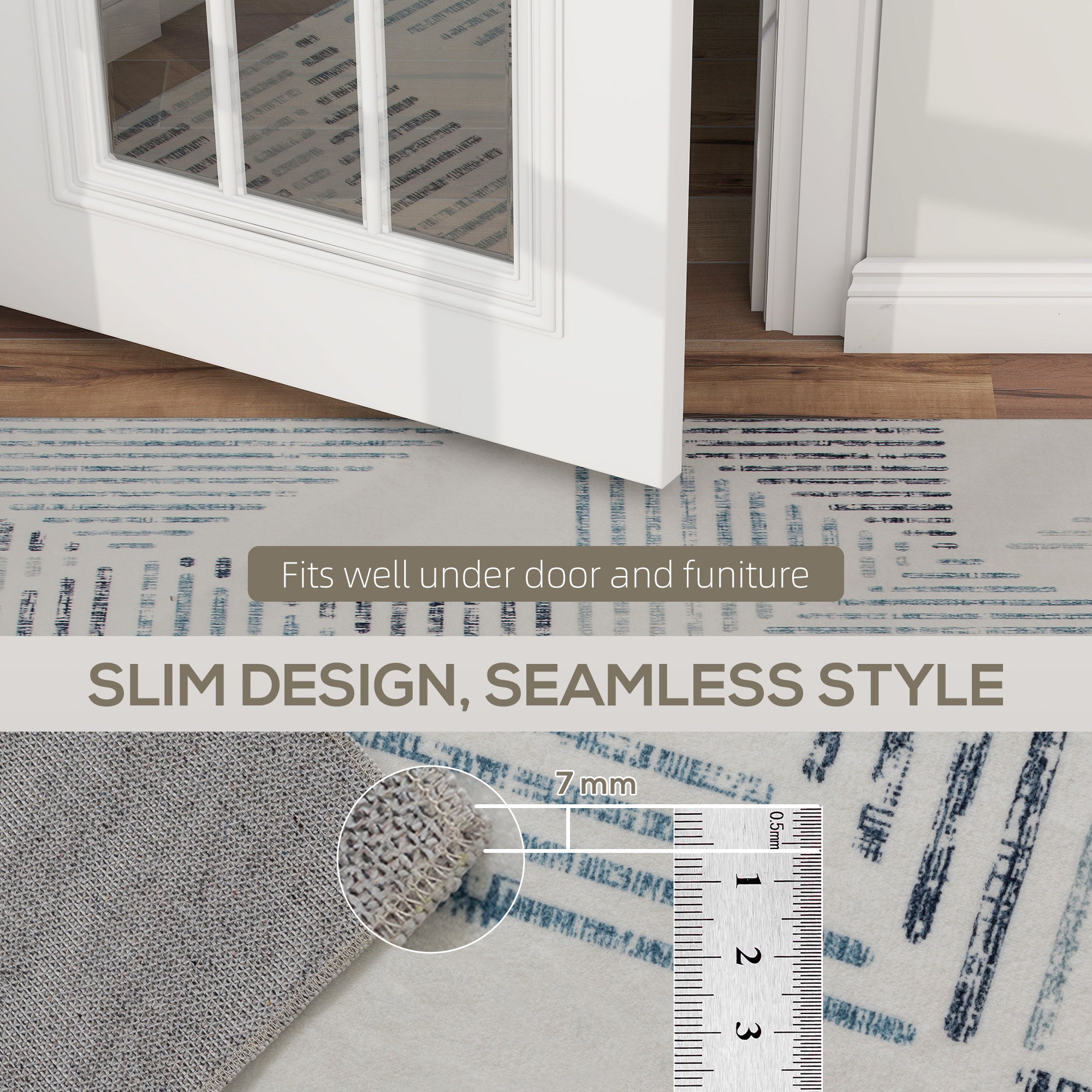 HOMCOM Modern Area Rug, Geometric Pattern Non-Slip Washable Rug, Soft Floor Carpet for Living Room, Bedroom, Dining Room, Home Office, 170 x 120 cm, Multi-Coloured
