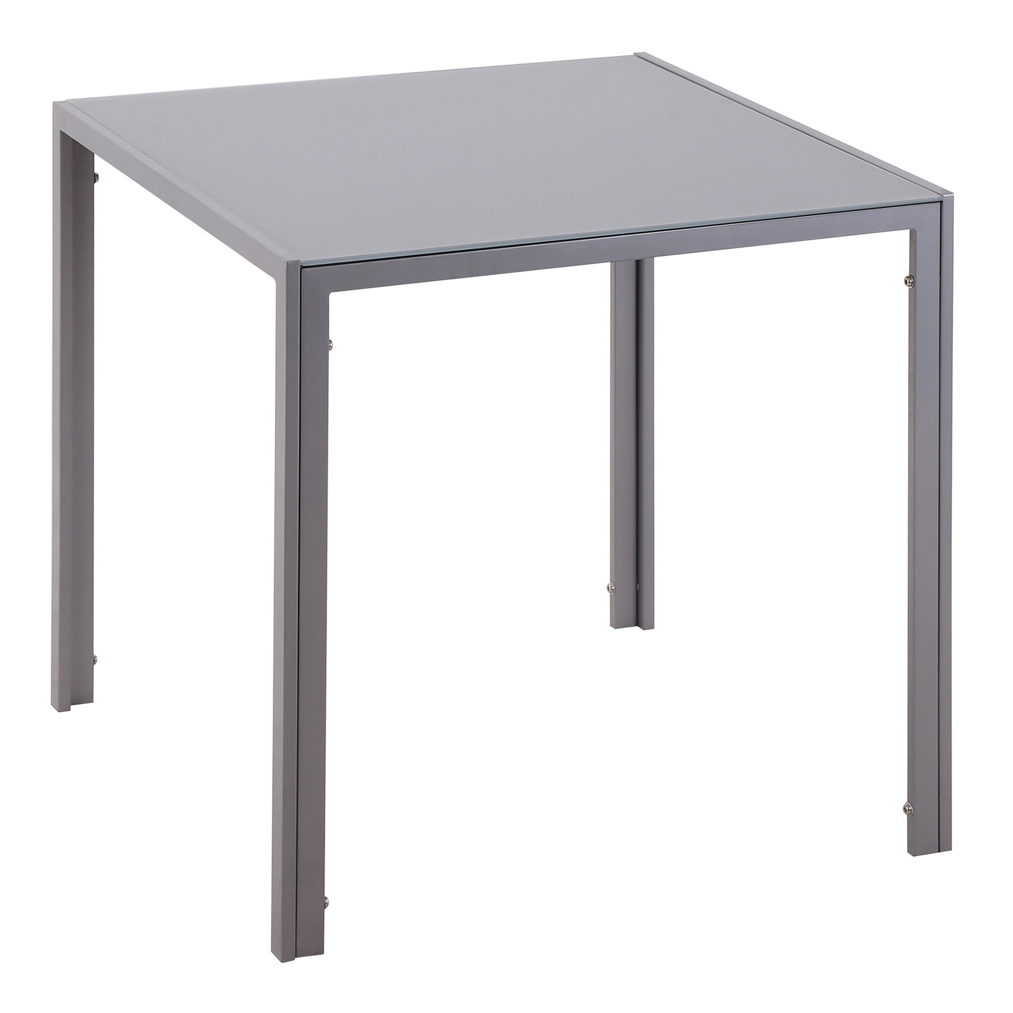 HOMCOM Modern Square Dining Table for 2-4 People, with Glass Top & Metal Legs for Dining Room, Living Room, Grey - North Peak Garden Furniture