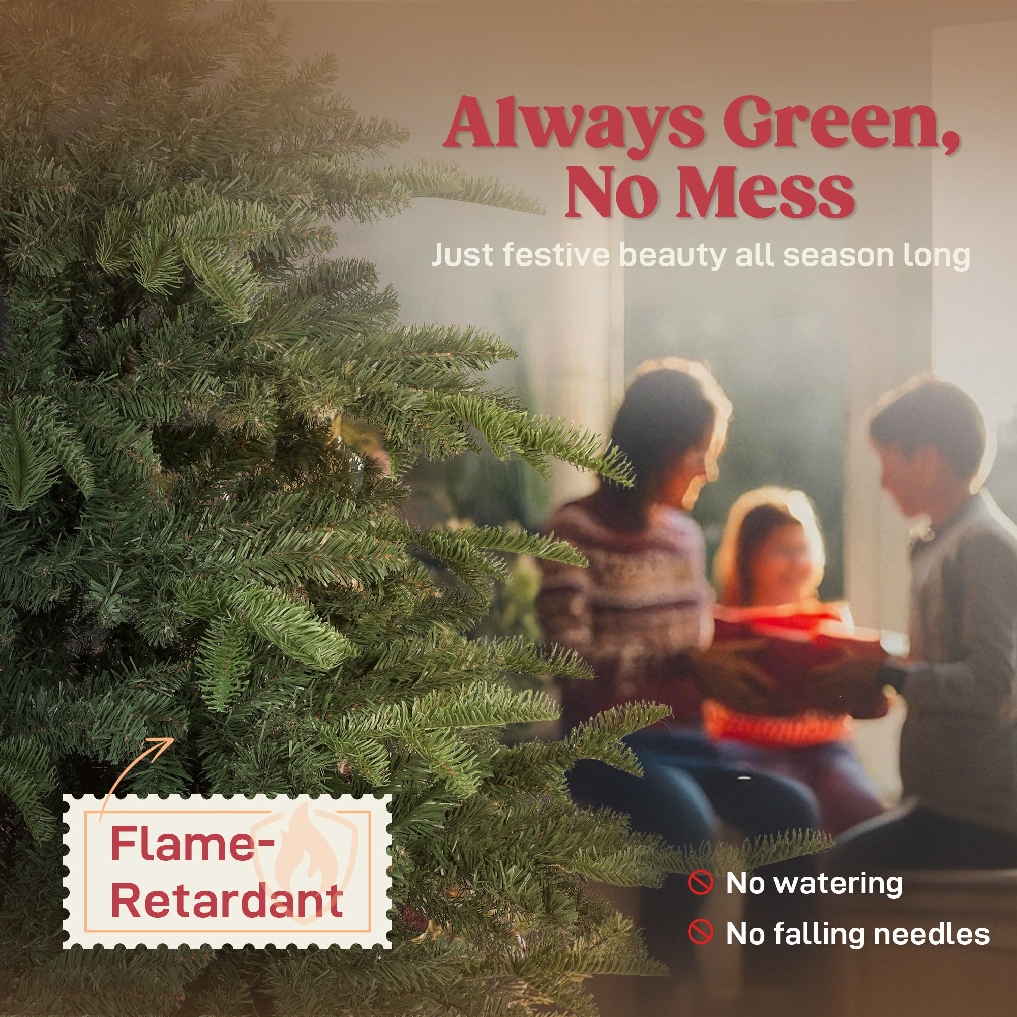 HOMCOM 5ft Artificial Christmas Tree with Realistic Branches, Easy Assembly - Green
