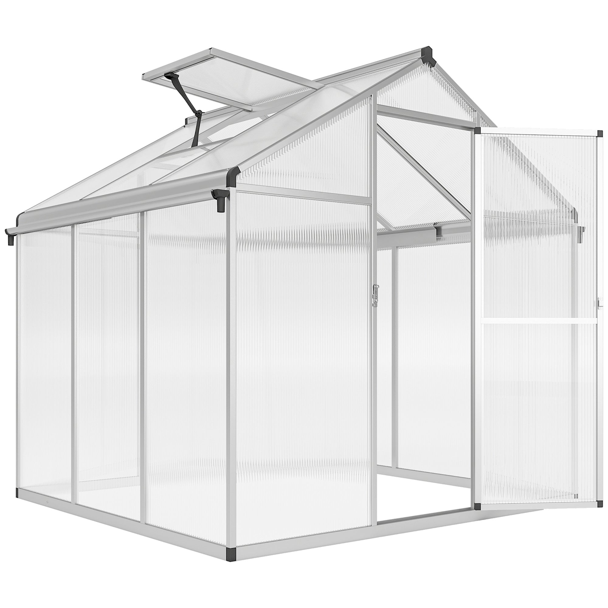 Outsunny 6 x 6ft Aluminium Frame Greenhouse, with Foundation