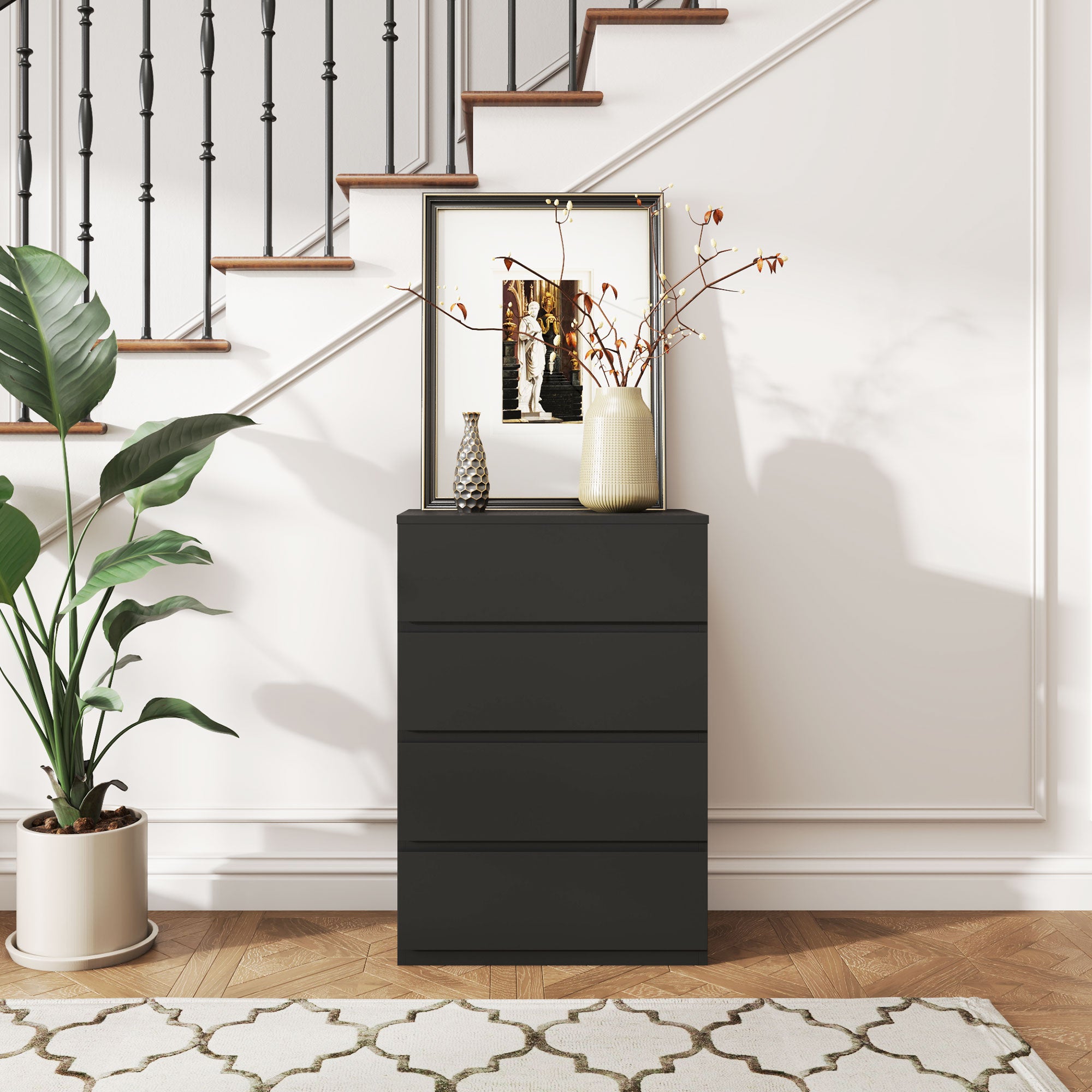 HOMCOM Chest of Drawers, 4-Drawer Storage Cabinets, Modern Dresser, Storage Drawer Unit for Bedroom - North Peak Garden Furniture