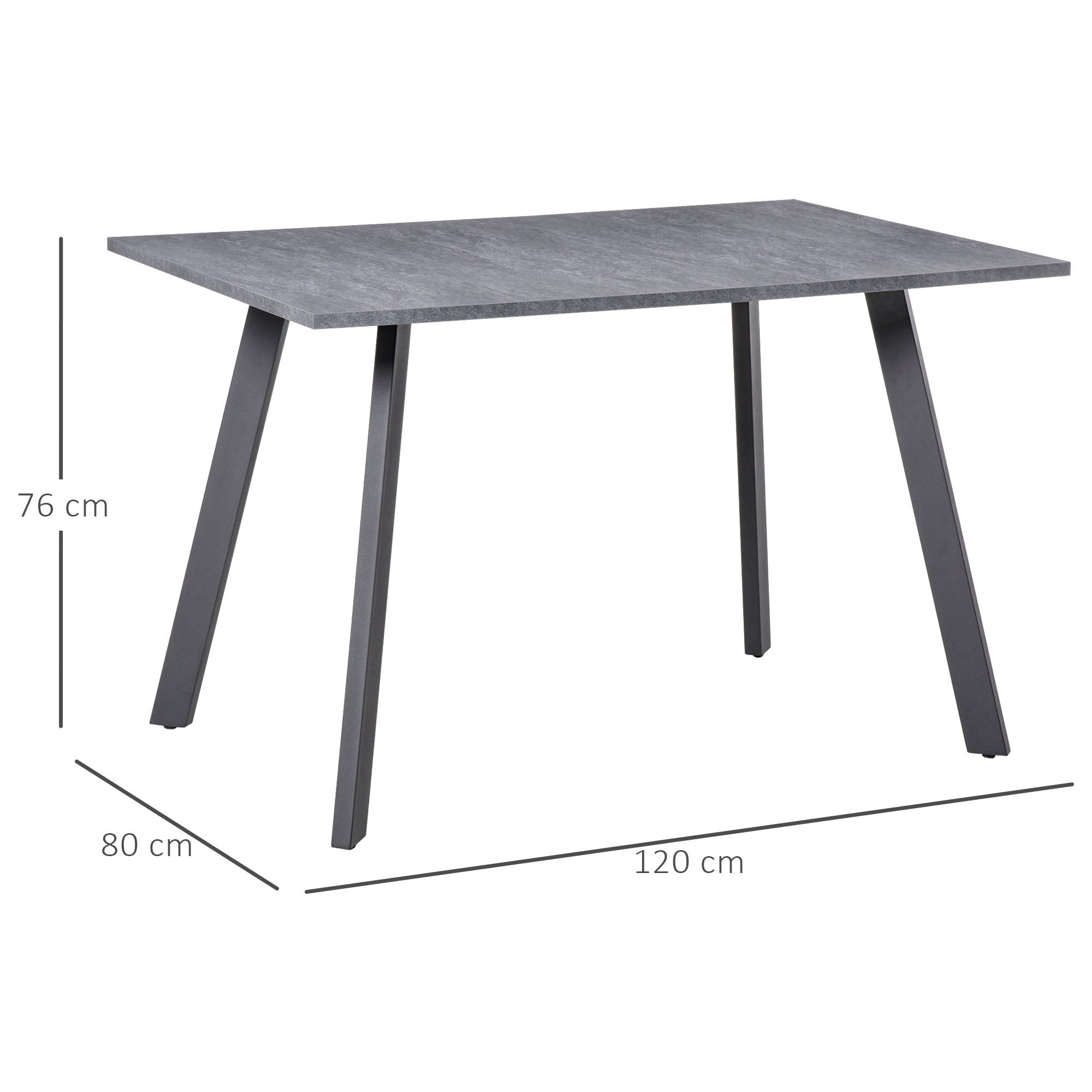HOMCOM Dining Table, Contemporary Rectangle Kitchen Table with Metal Legs and Spacious Tabletop for Dining Room, Living Room, Dark Grey - North Peak Garden Furniture