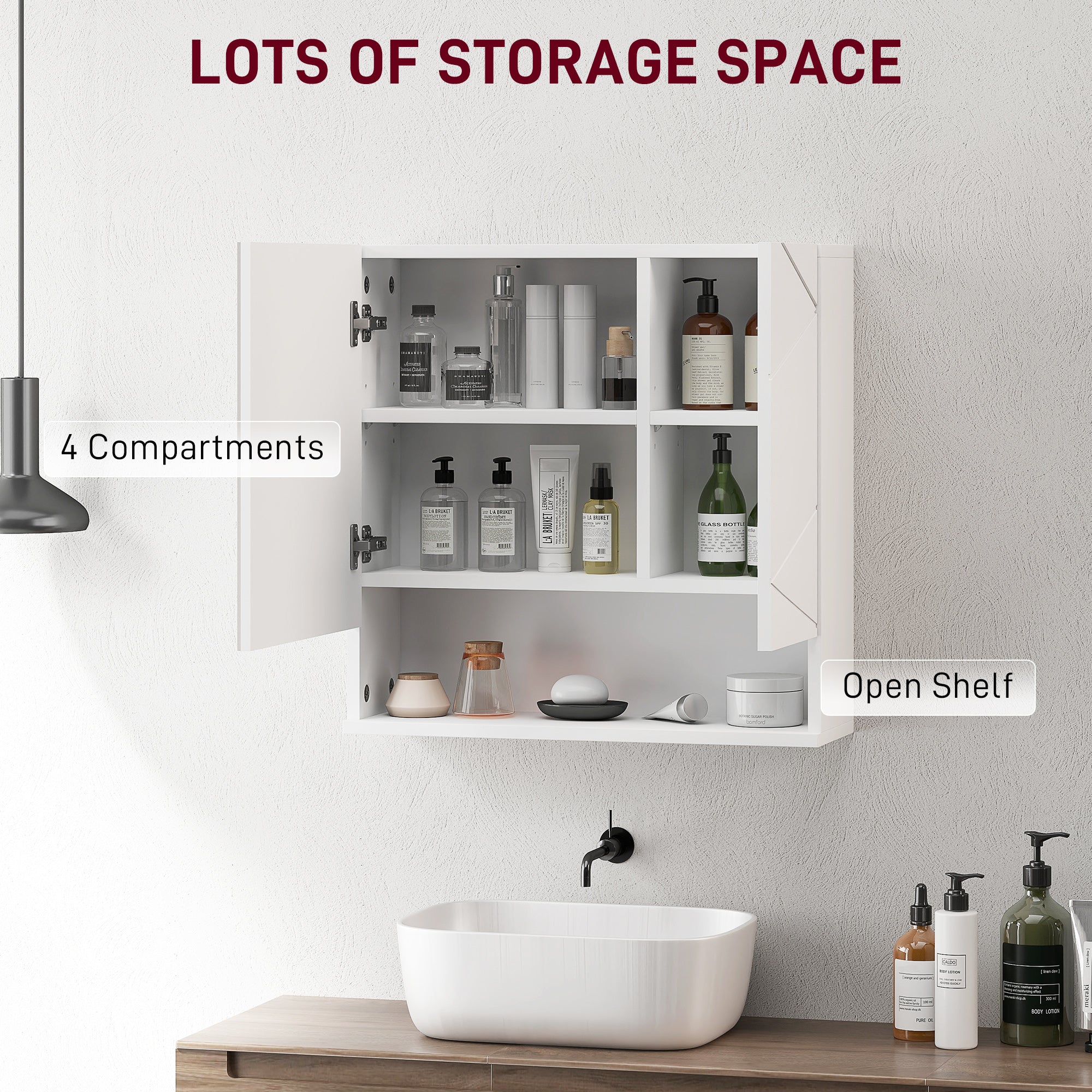 kleankin Wall Mounted Bathroom Storage Cupboard - White - North Peak Garden Furniture